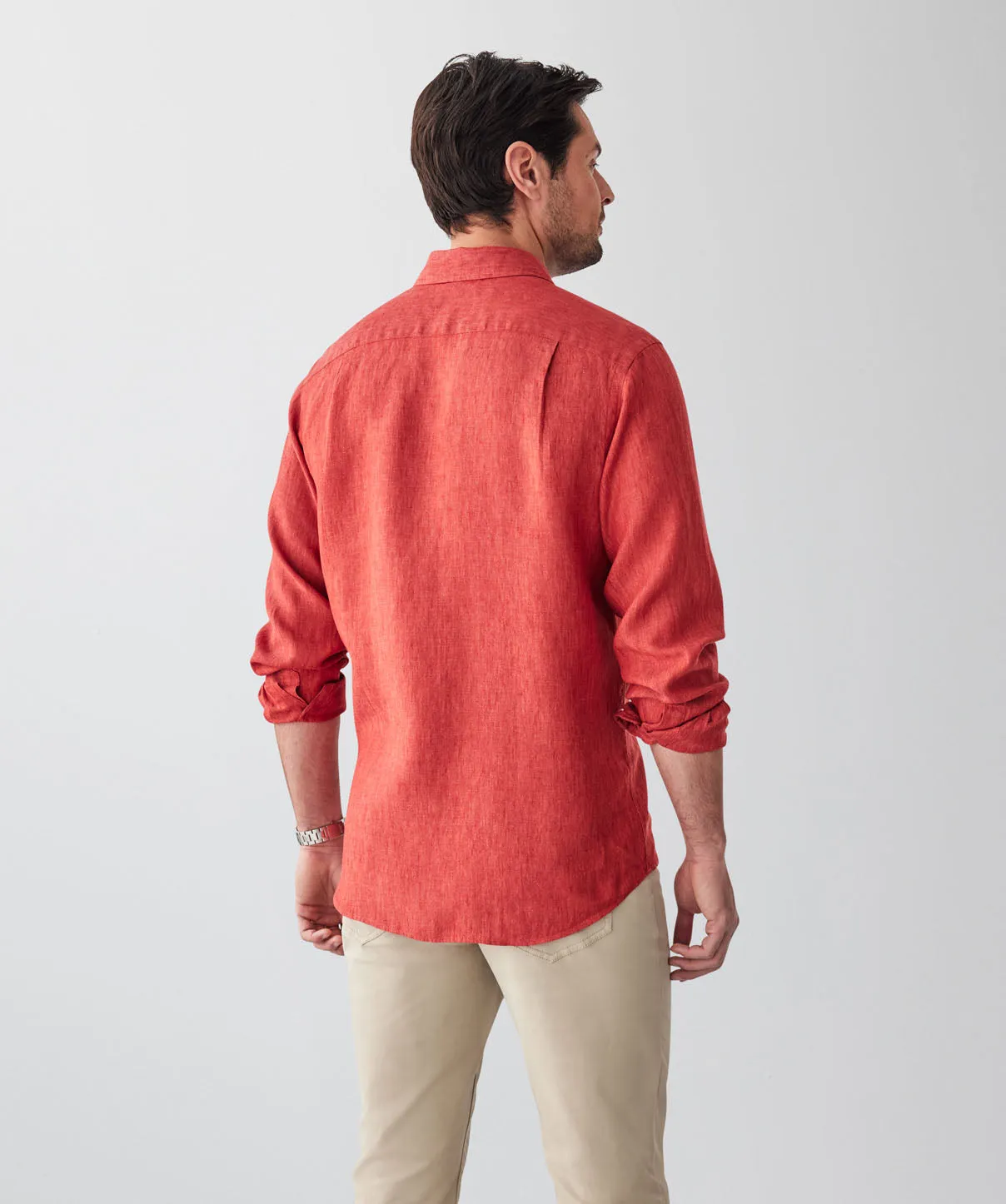 Pure French Linen Long Sleeve Shirt - Paprika sold by GAZMAN product image thumbnail 2