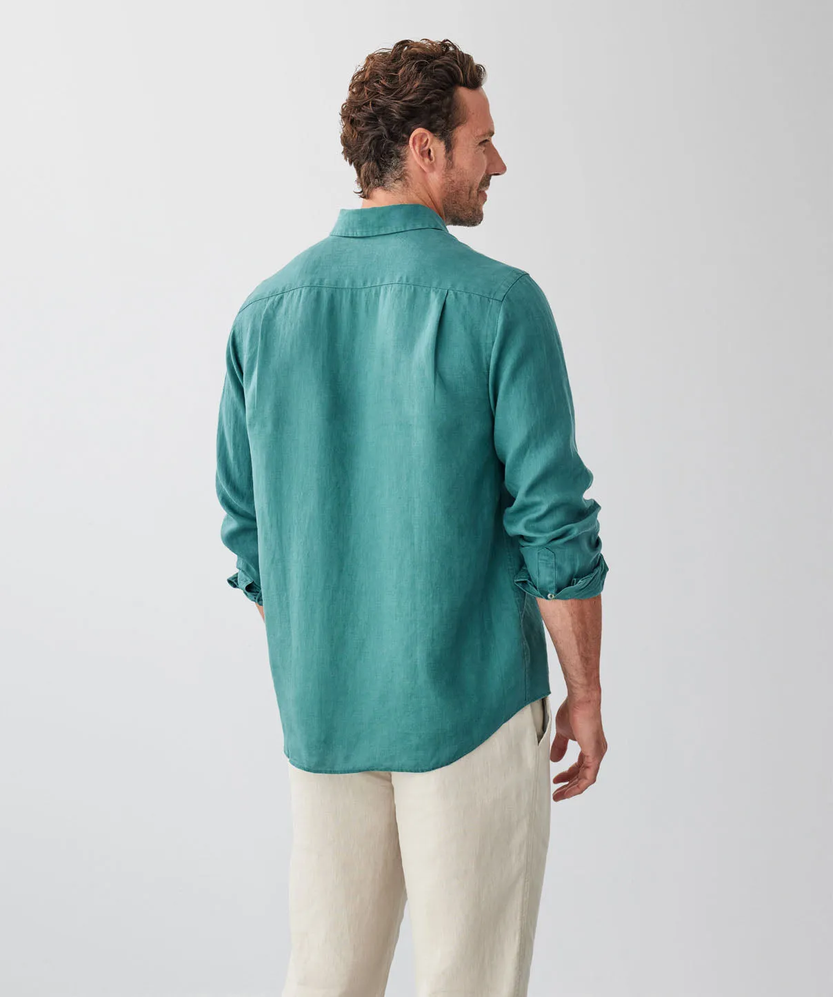Pure French Linen Long Sleeve Shirt - Evergreen sold by GAZMAN product image thumbnail 2