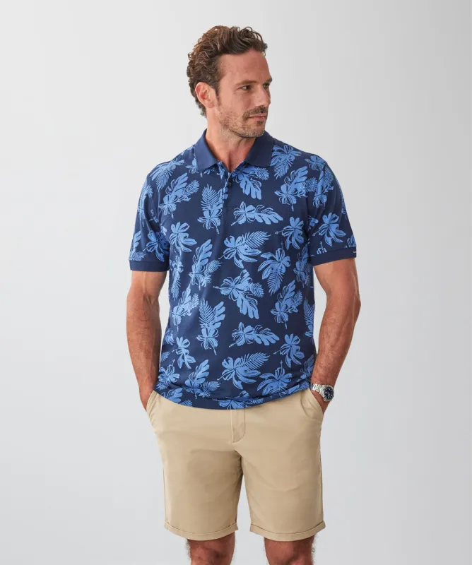 Floral Print Polo - Navy sold by GAZMAN