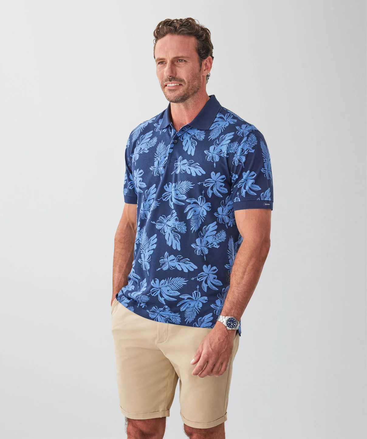 Floral Print Polo - Navy sold by GAZMAN product image thumbnail 5