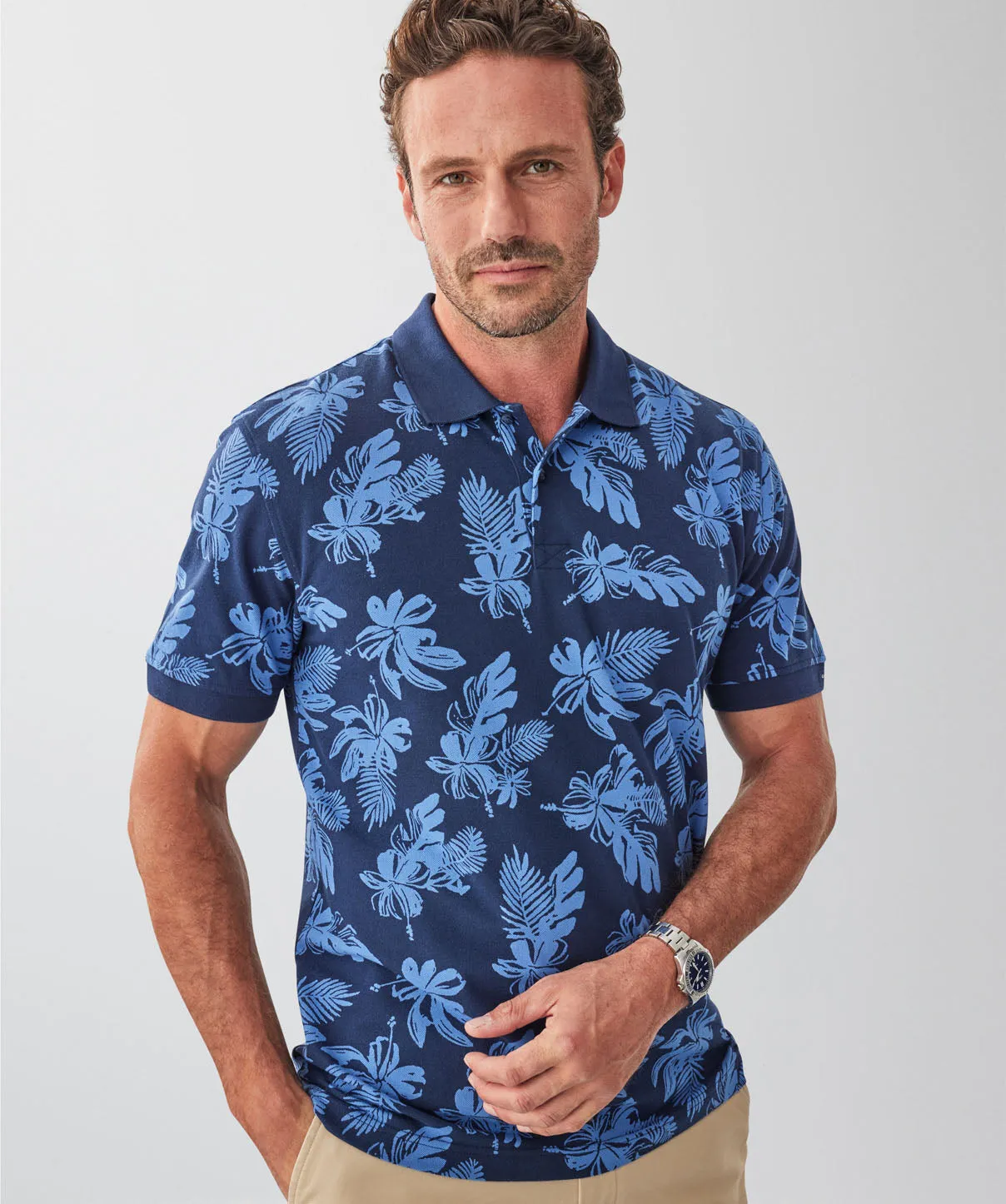 Floral Print Polo - Navy sold by GAZMAN product image thumbnail 3