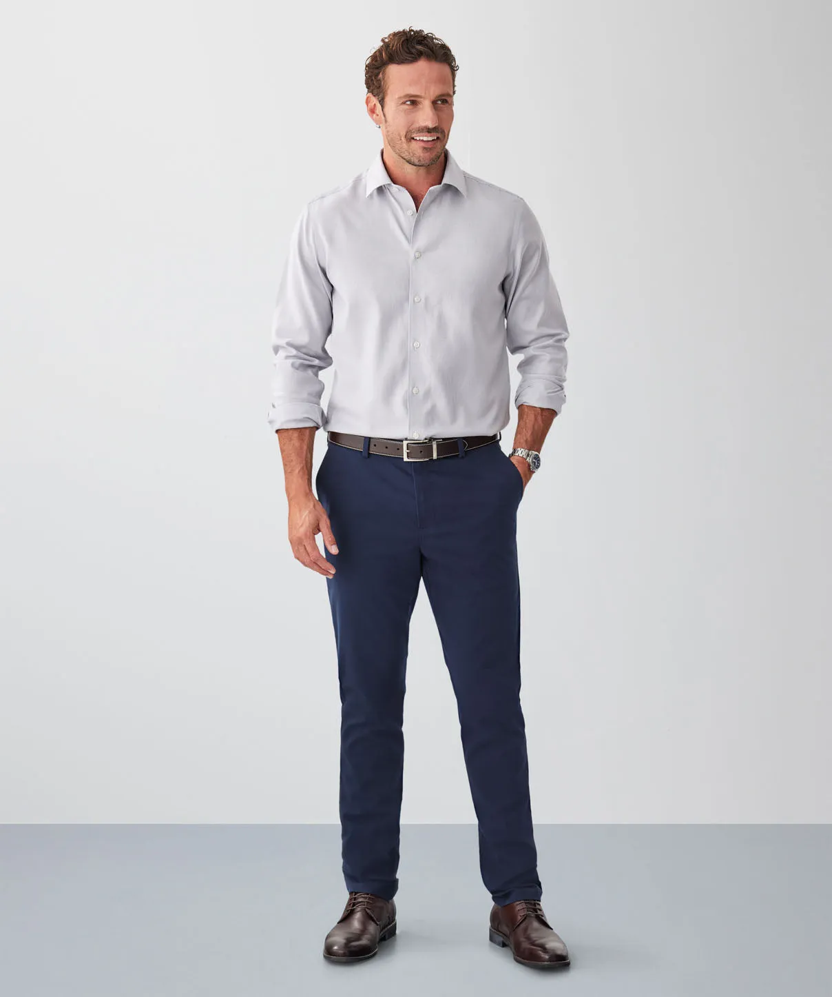 Non-Iron Dobby Twill Micro Long Sleeve Shirt - Ash sold by GAZMAN product image thumbnail 4