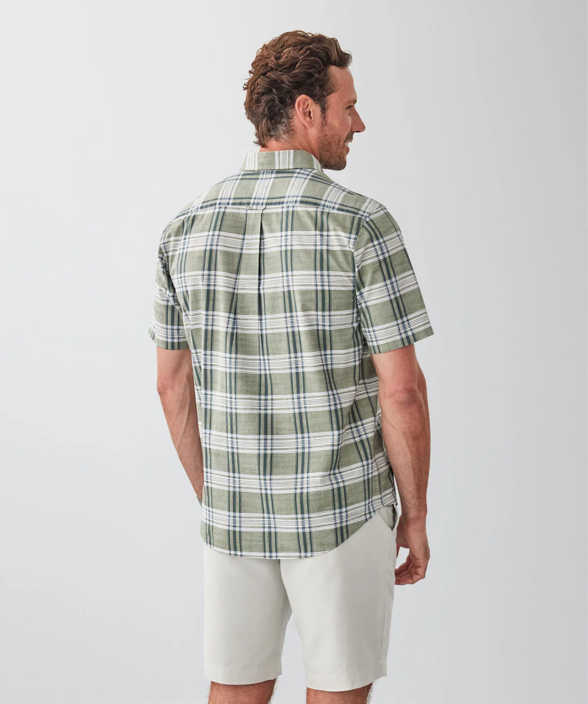 Casual Slub Multi Check Short Sleeve Shirt - Khaki sold by GAZMAN product image thumbnail 2