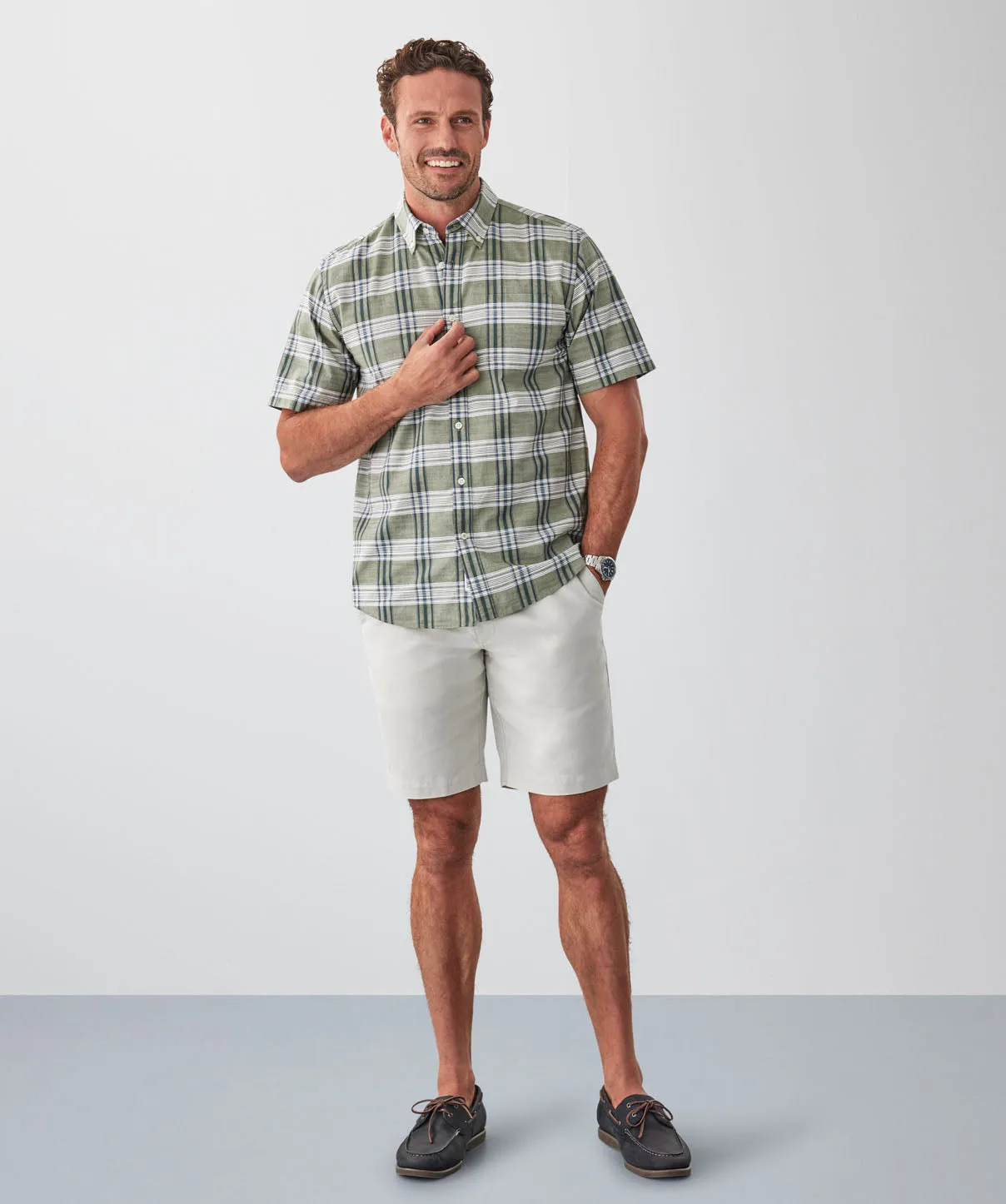 Casual Slub Multi Check Short Sleeve Shirt - Khaki sold by GAZMAN product image thumbnail 4