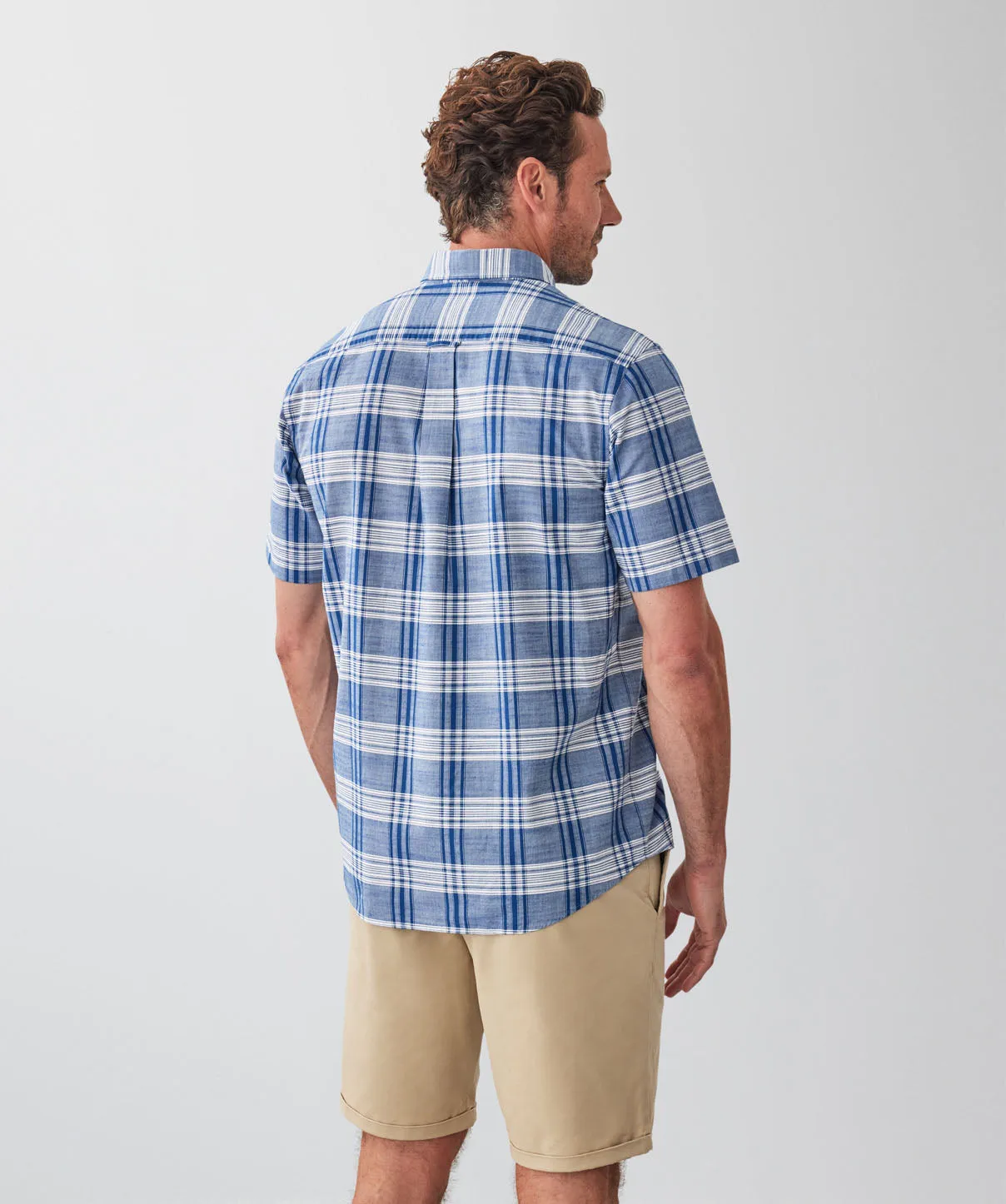 Casual Slub Multi Check Short Sleeve Shirt - Blue sold by GAZMAN product image thumbnail 2