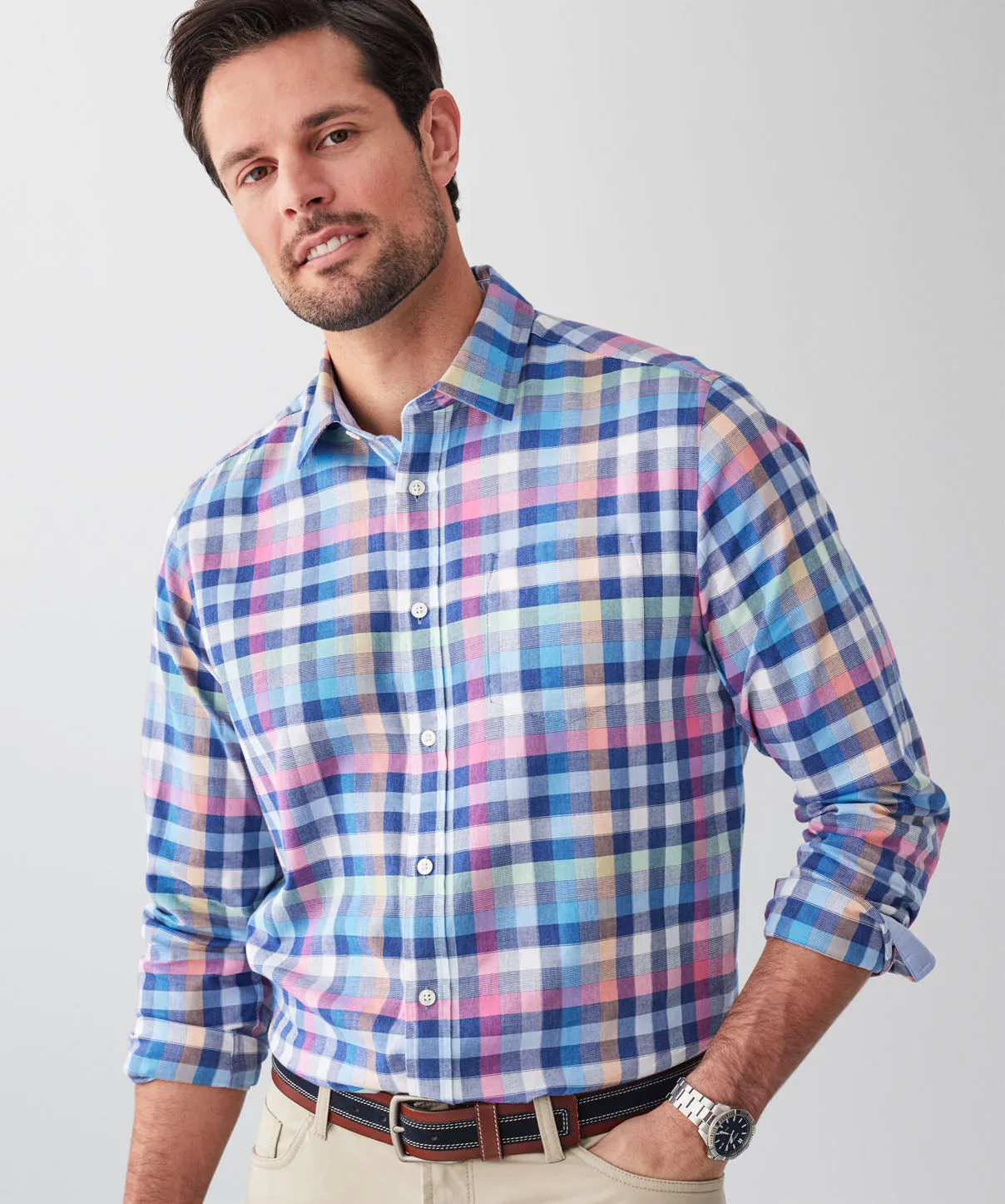Casual Multi Check Long Sleeve Shirt - Multi Check sold by GAZMAN product image thumbnail 3