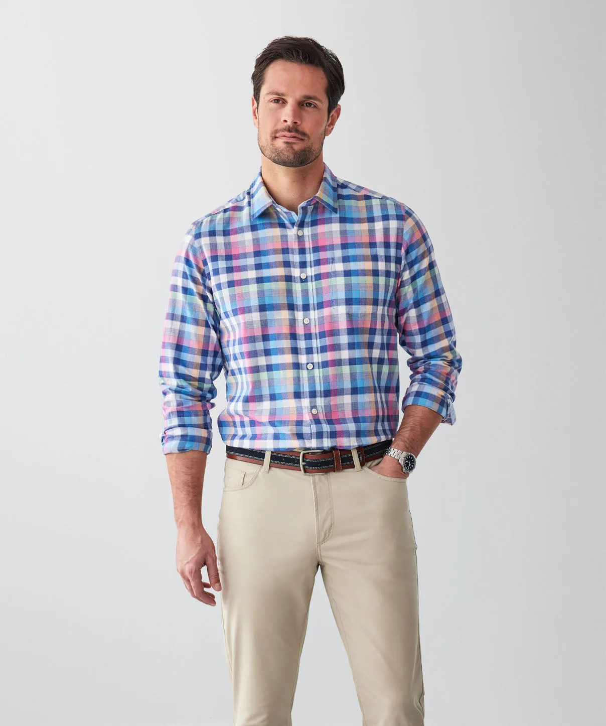 Casual Multi Check Long Sleeve Shirt - Multi Check sold by GAZMAN
