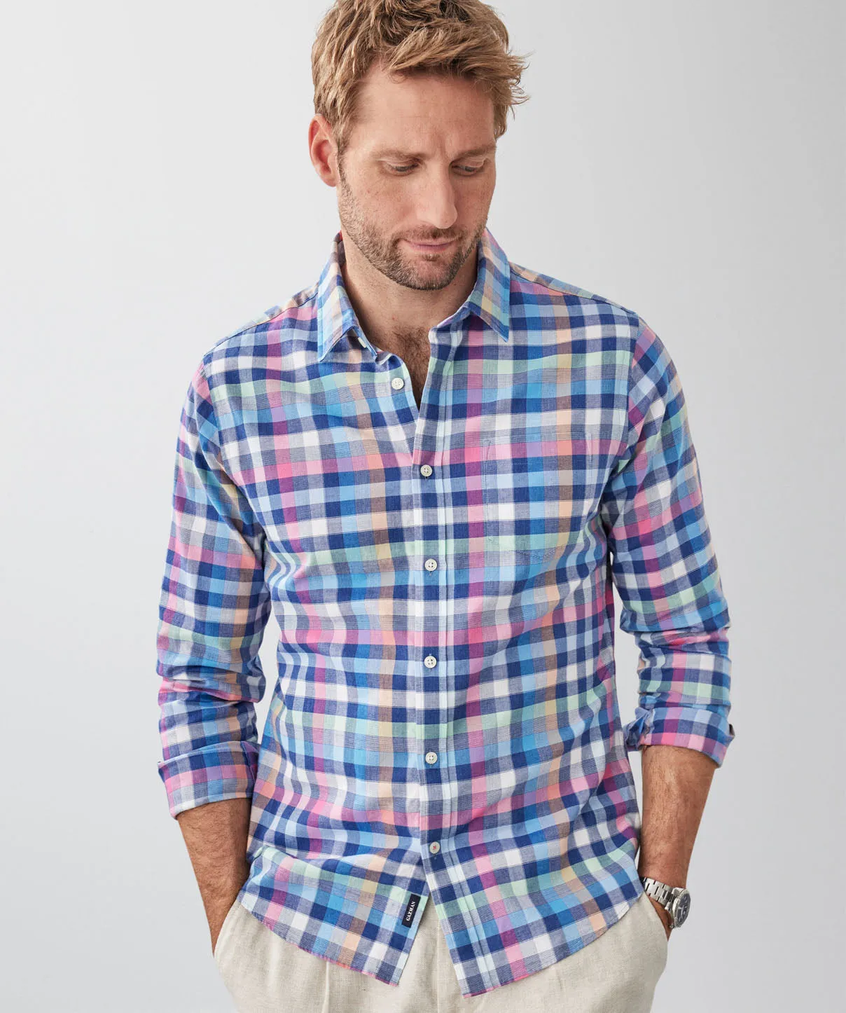 Tailored Fit Casual Multi Check Long Sleeve Shirt - Multi Check sold by GAZMAN product image thumbnail 3