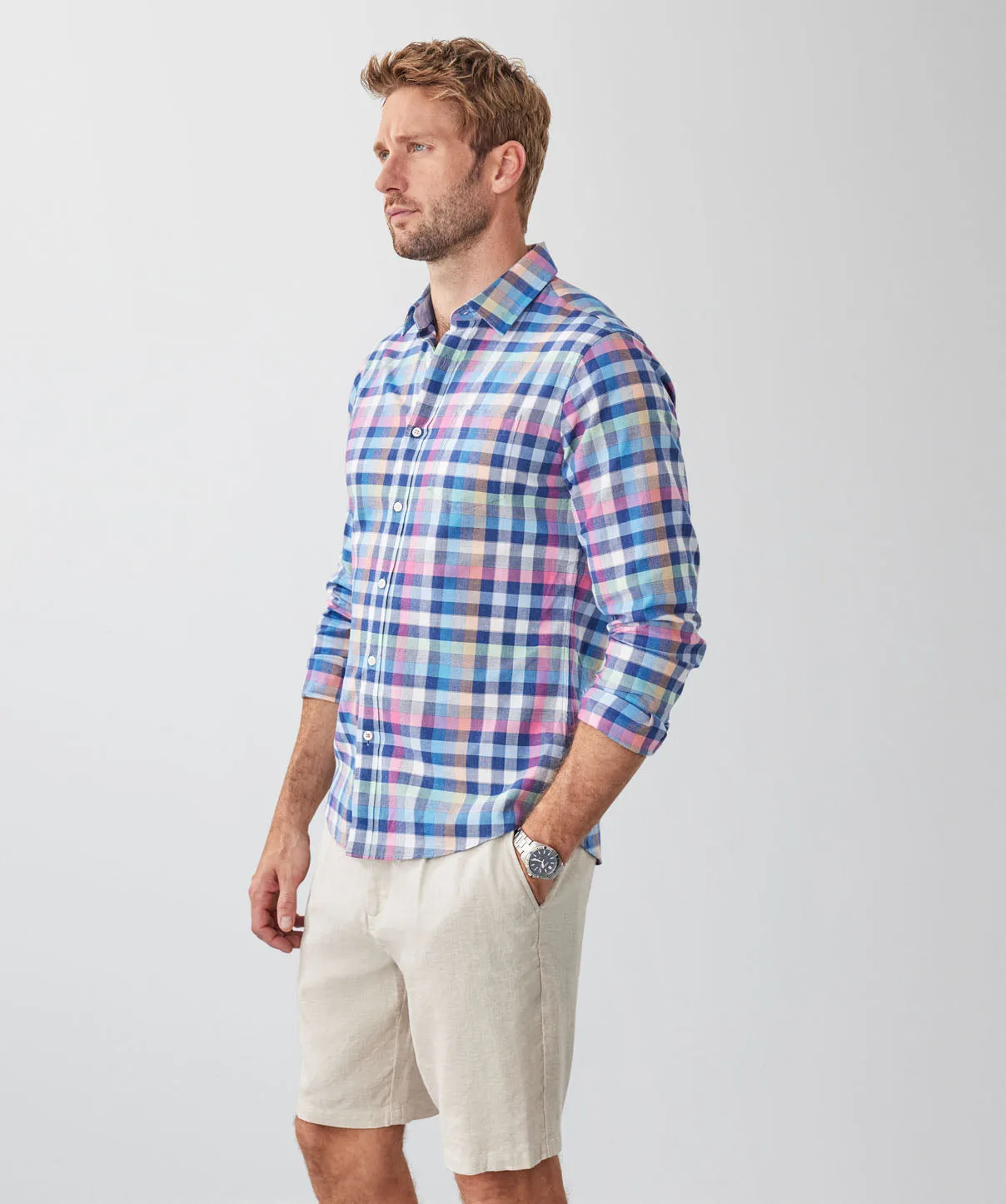 Tailored Fit Casual Multi Check Long Sleeve Shirt - Multi Check sold by GAZMAN product image thumbnail 5