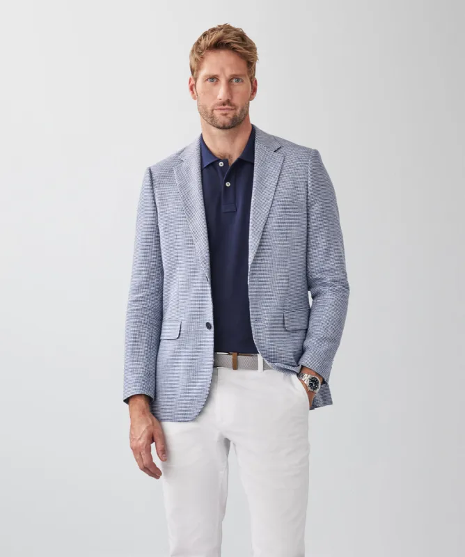 Linen Blend Houndstooth Sports Jacket - Blue Mix sold by GAZMAN