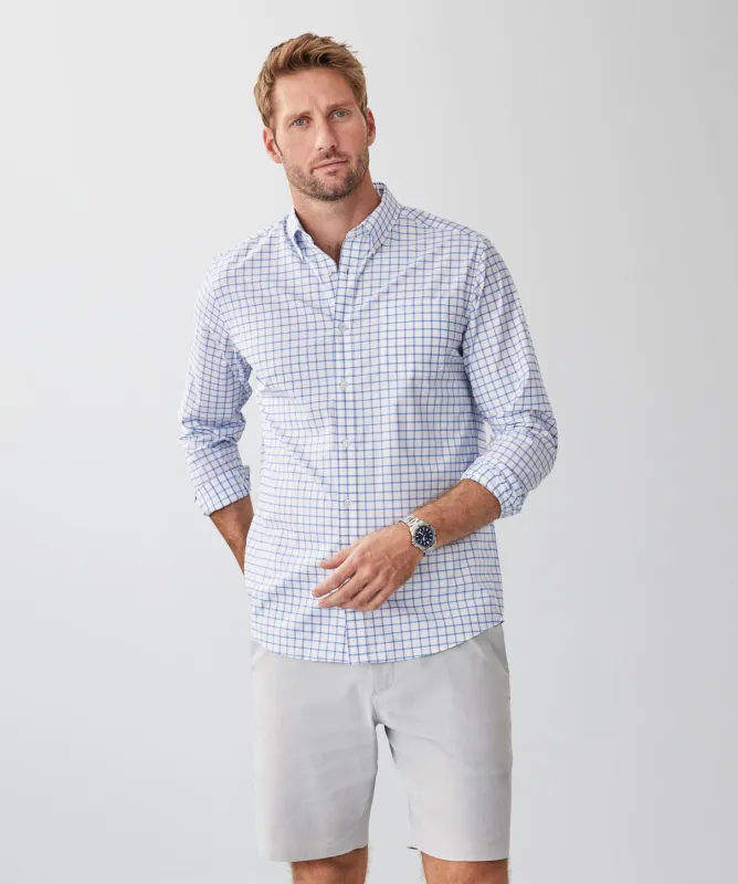Performance Twill Check Long Sleeve Shirt - White sold by GAZMAN