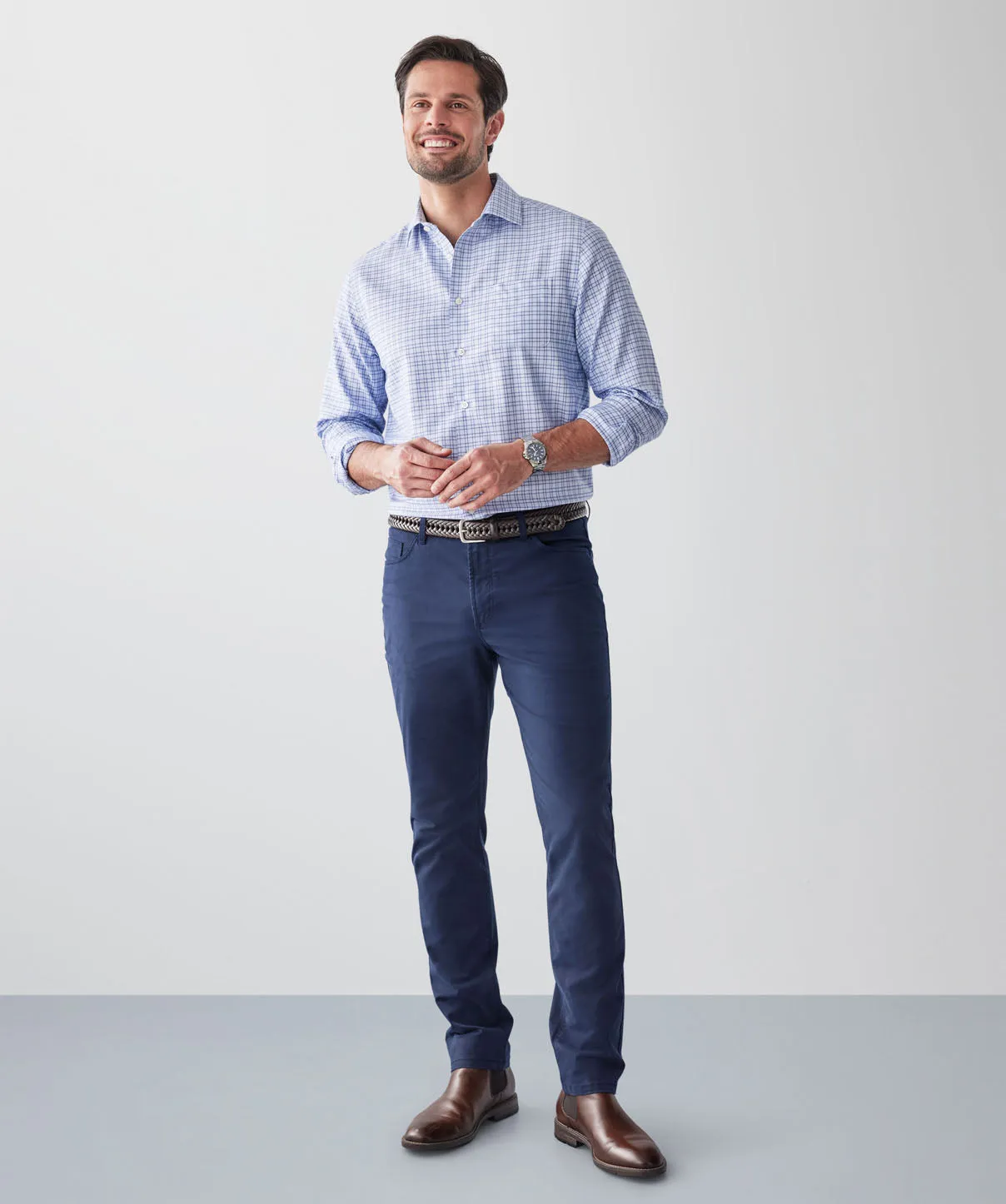 Non-Iron Dobby Twill Check Long Sleeve Shirt - Blue sold by GAZMAN product image thumbnail 4