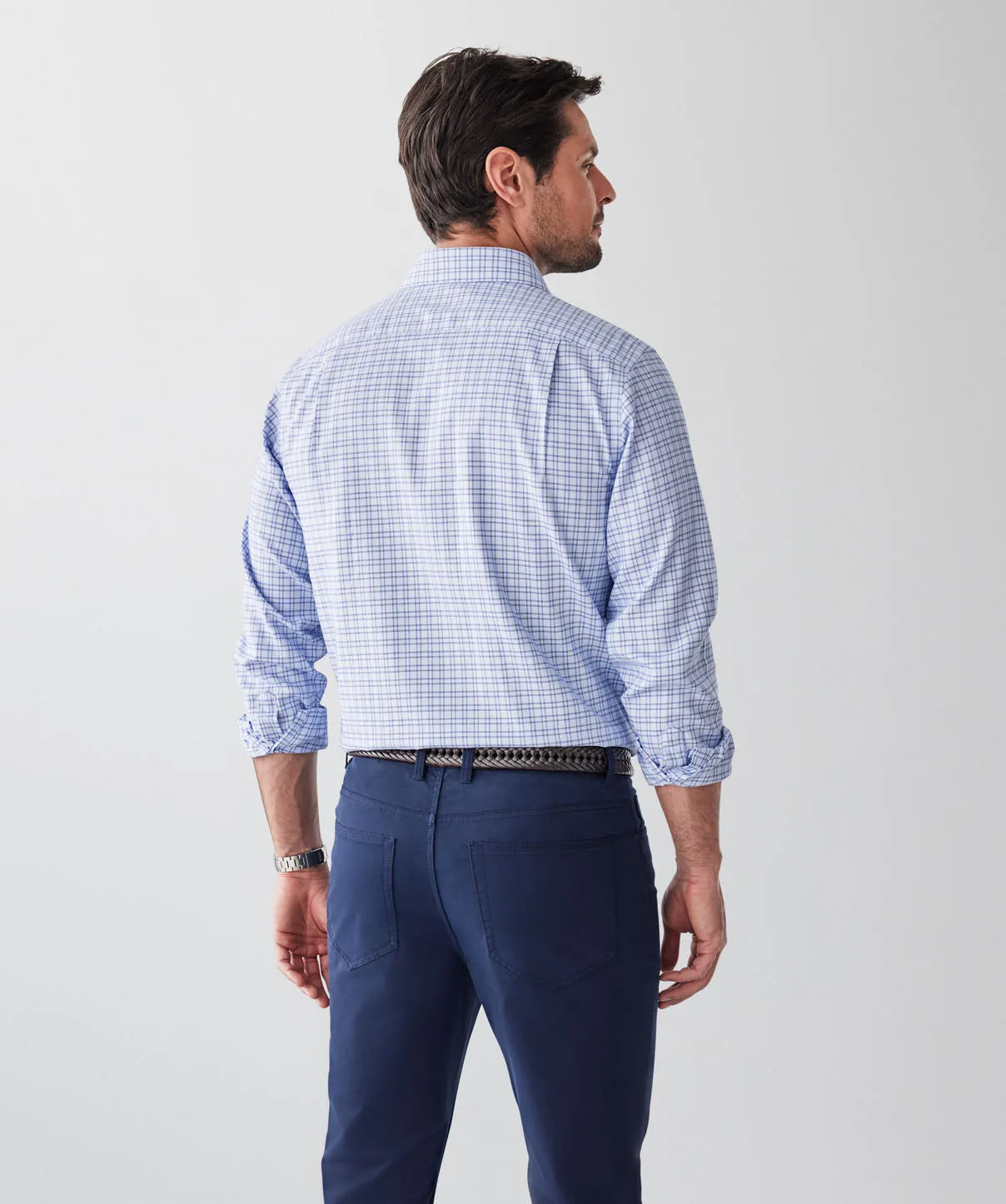 Non-Iron Dobby Twill Check Long Sleeve Shirt - Blue sold by GAZMAN product image thumbnail 2