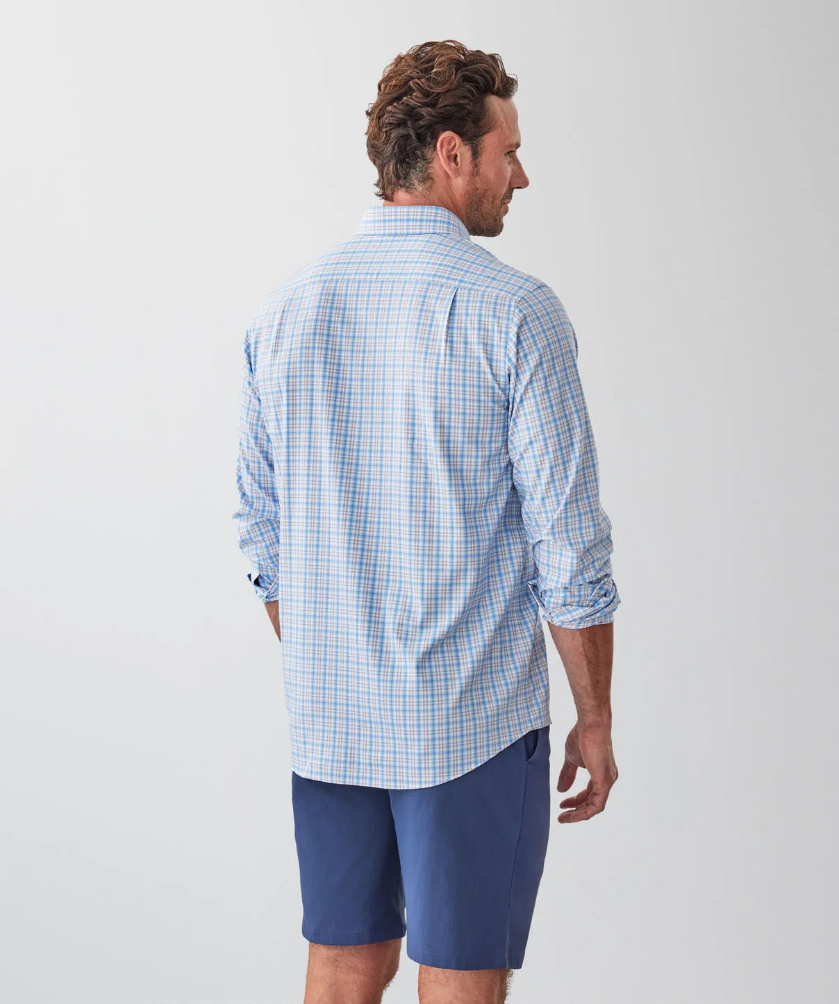 GAZFLEX Performance Oxford Check Long Sleeve Shirt - Blue sold by GAZMAN product image thumbnail 2