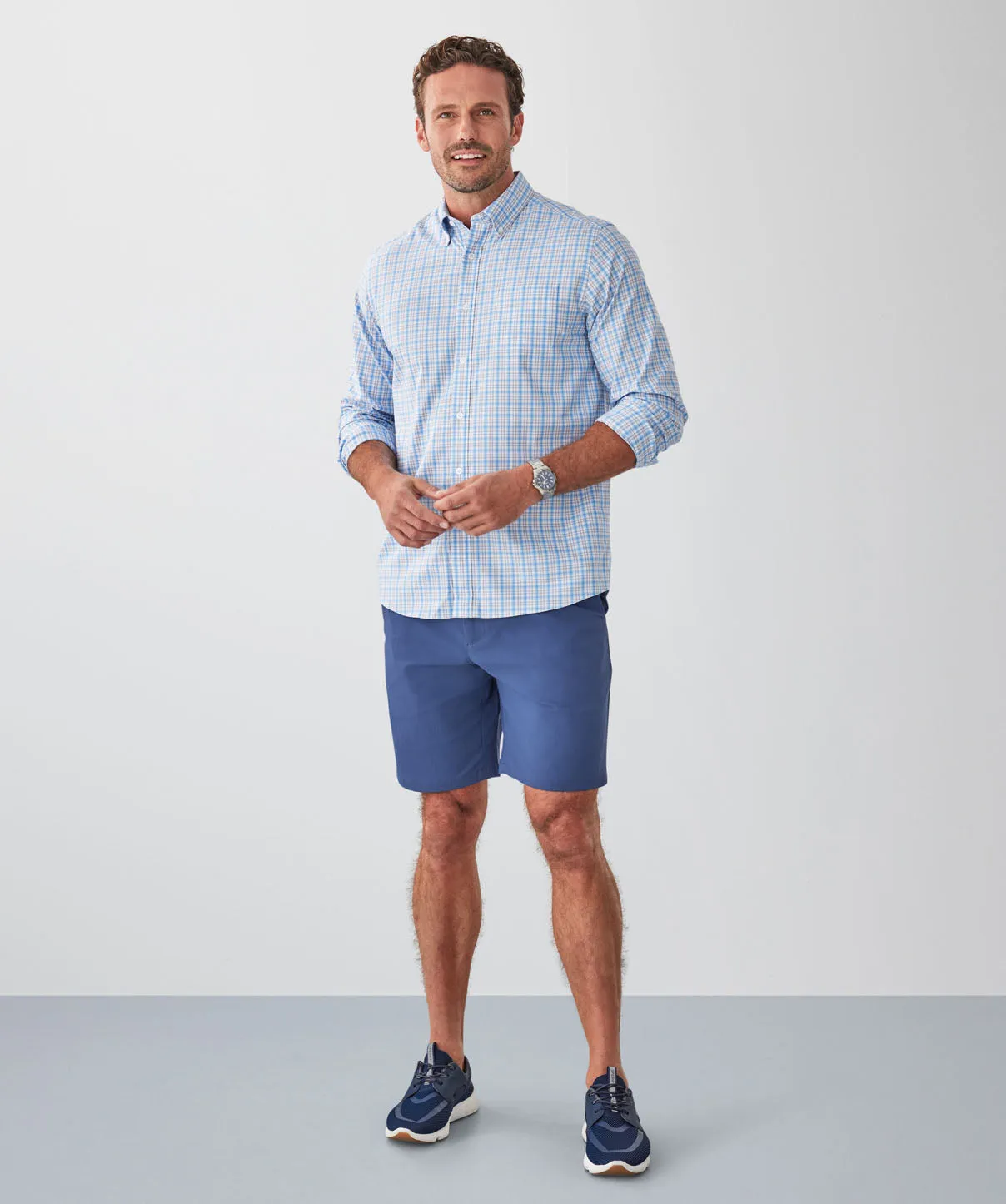 GAZFLEX Performance Oxford Check Long Sleeve Shirt - Blue sold by GAZMAN product image thumbnail 4