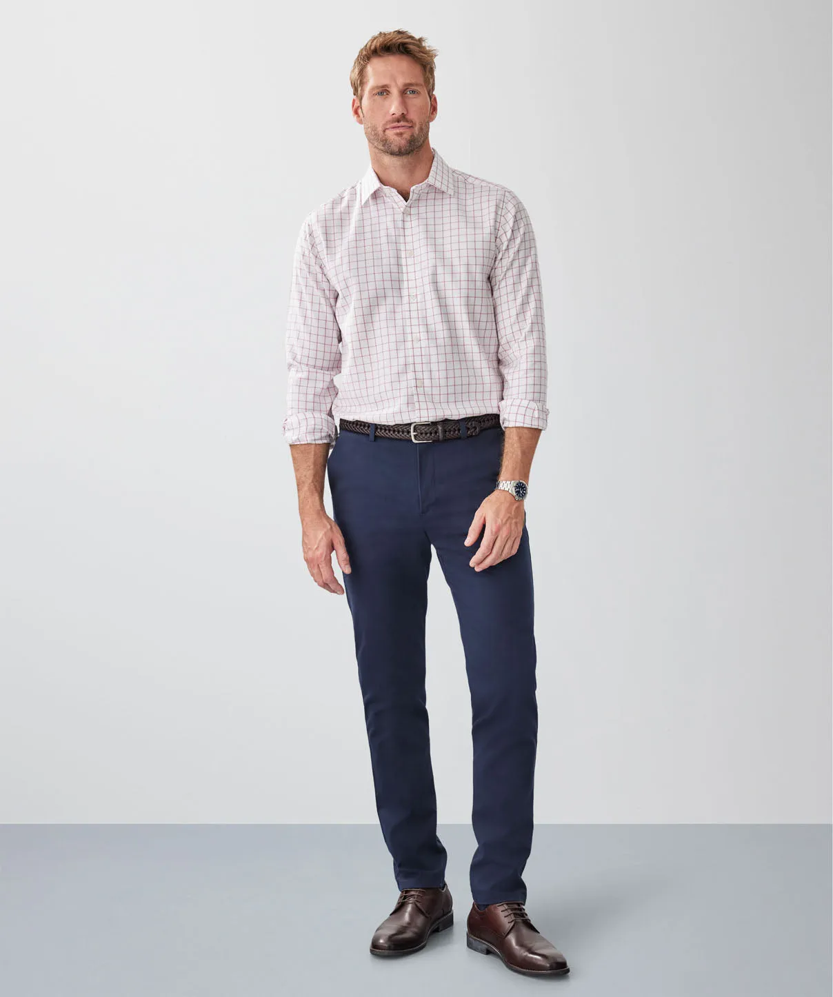 Non-Iron Dobby Twill Check Long Sleeve Shirt - White sold by GAZMAN product image thumbnail 4