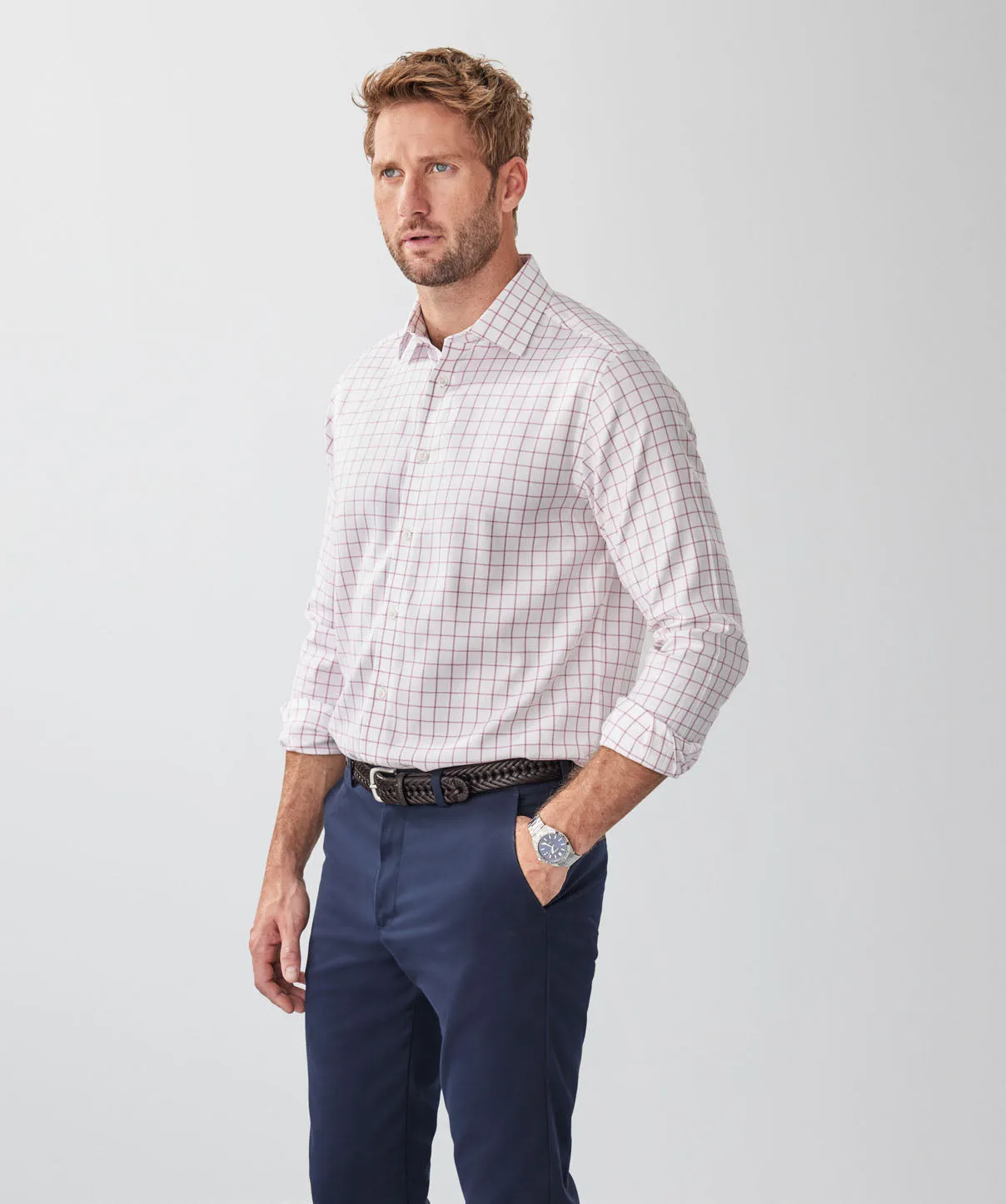 Non-Iron Dobby Twill Check Long Sleeve Shirt - White sold by GAZMAN product image thumbnail 5