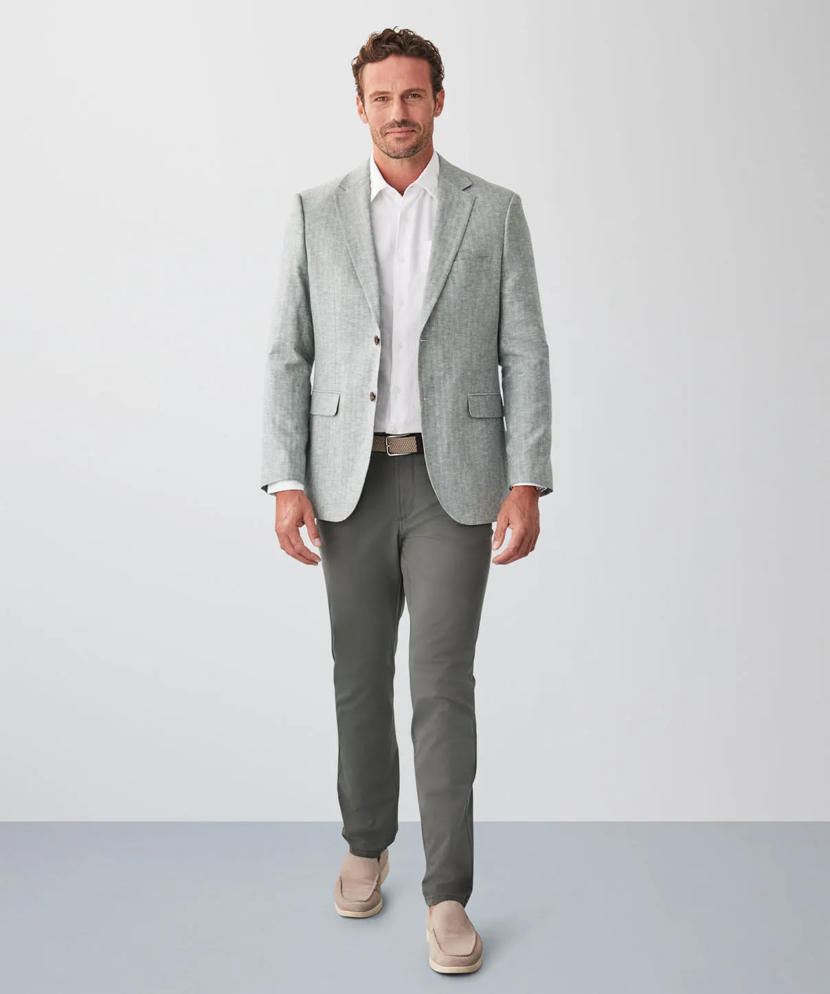 Linen Blend Herringbone Sports Jacket - Khaki sold by GAZMAN product image thumbnail 4