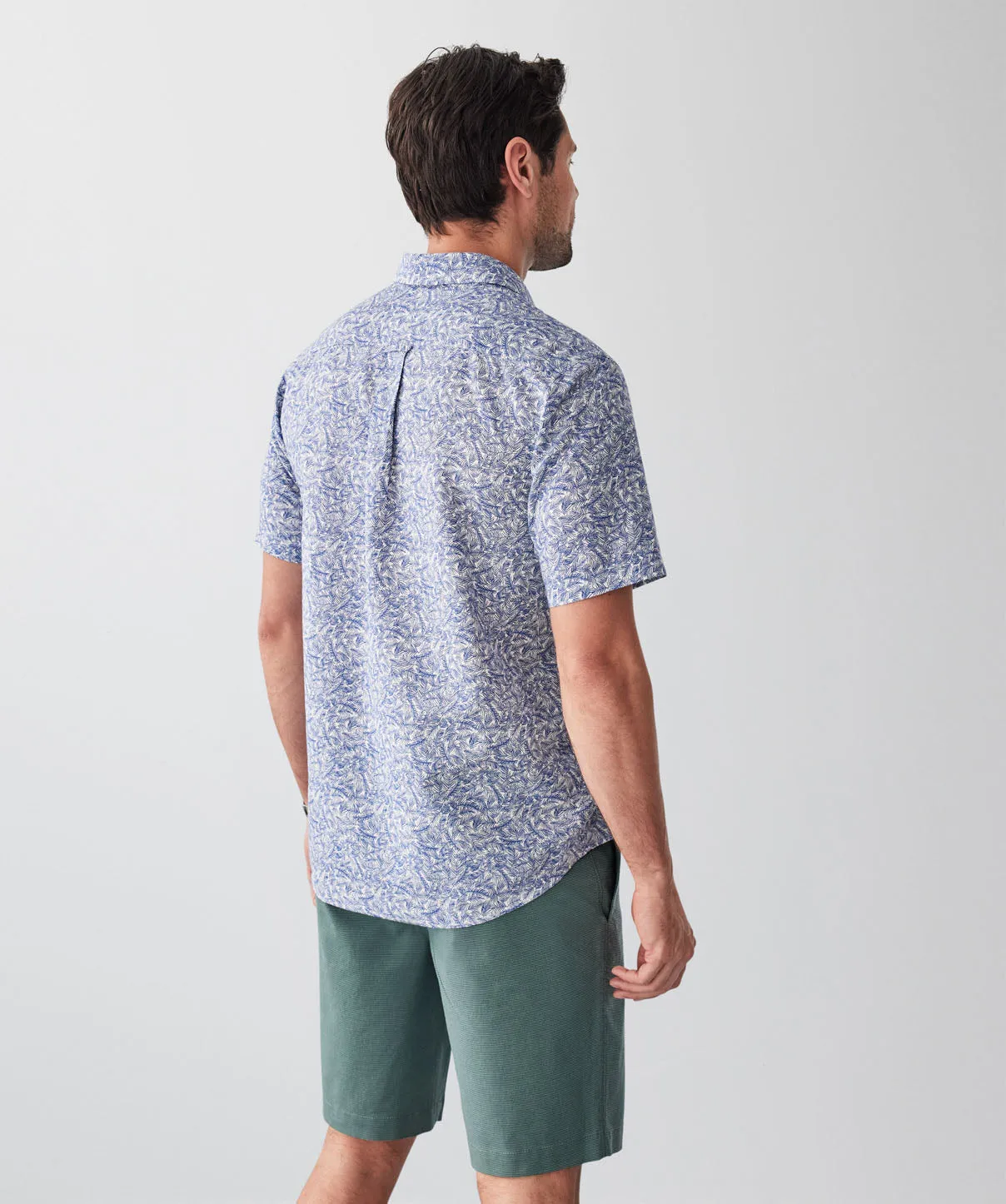 Linen Blend Fern Print Short Sleeve Shirt - Navy sold by GAZMAN product image thumbnail 2