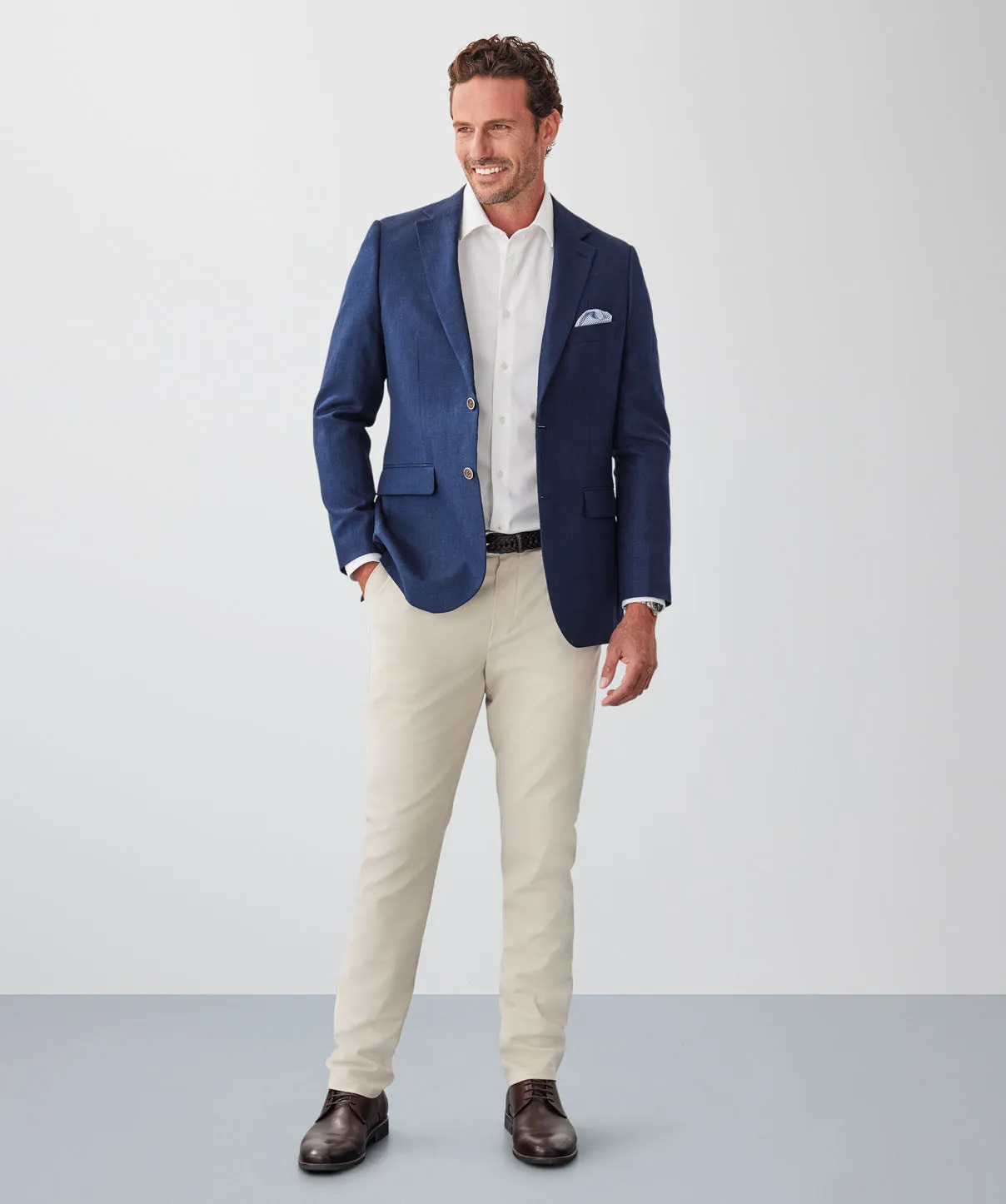Linen Blend Sports Jacket - Navy sold by GAZMAN product image thumbnail 4