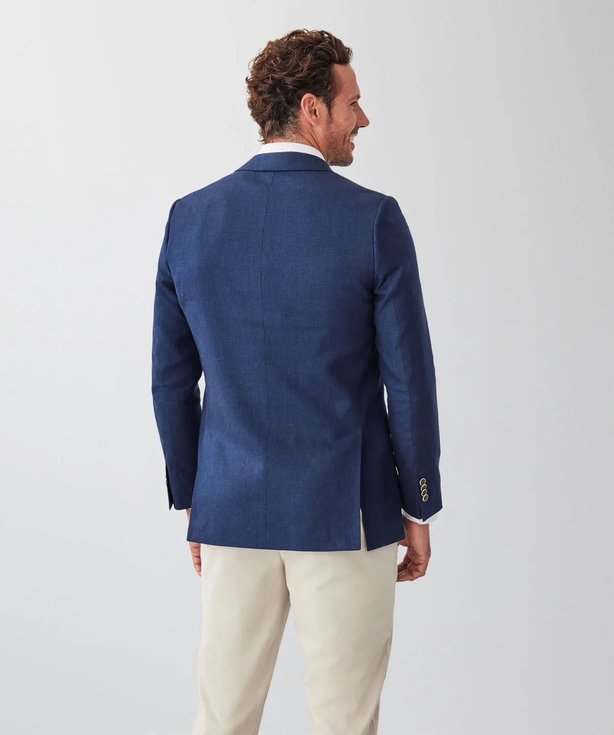 Linen Blend Sports Jacket - Navy sold by GAZMAN product image thumbnail 2