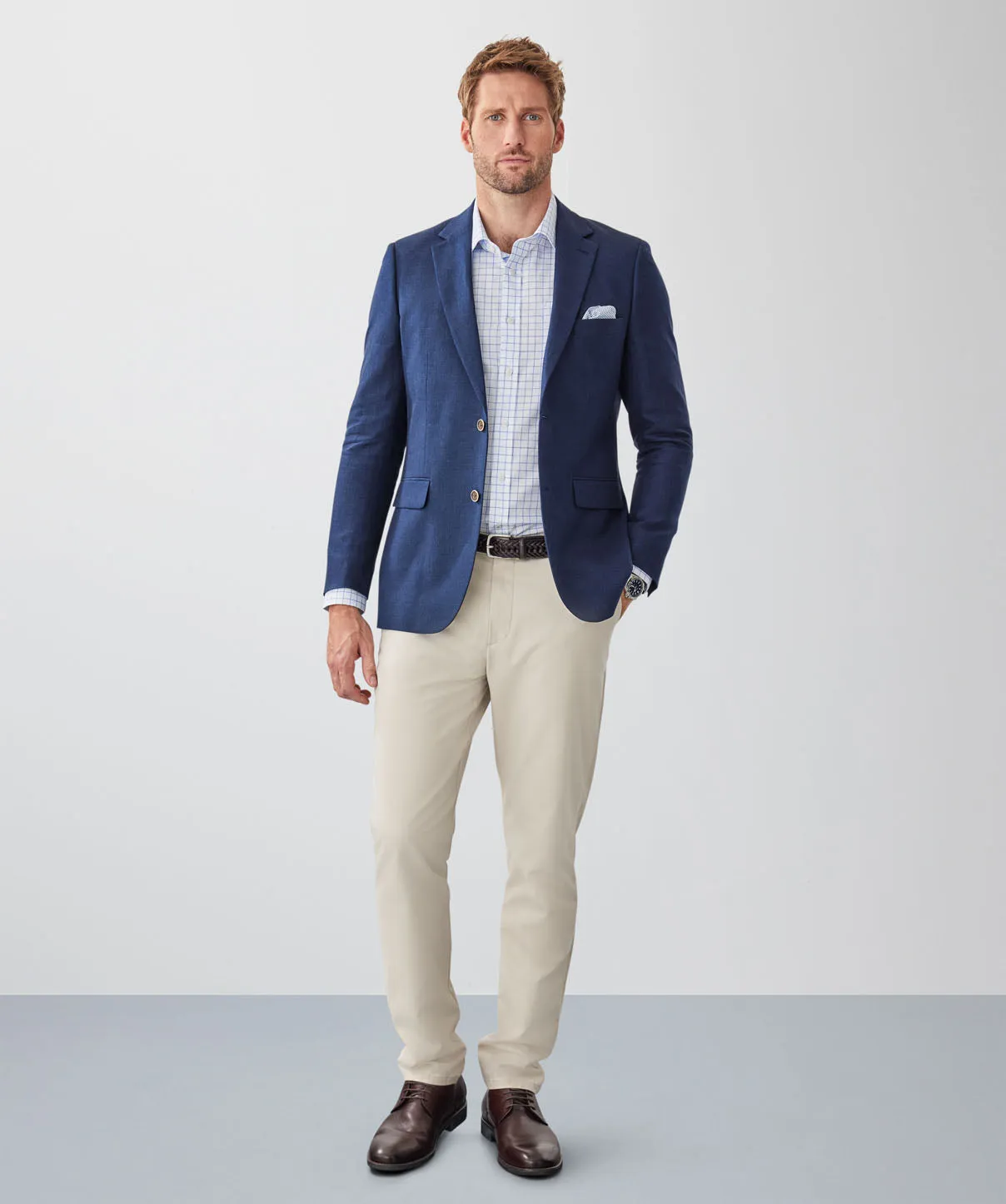 Tailored Fit Linen Blend Sports Jacket - Navy sold by GAZMAN product image thumbnail 4
