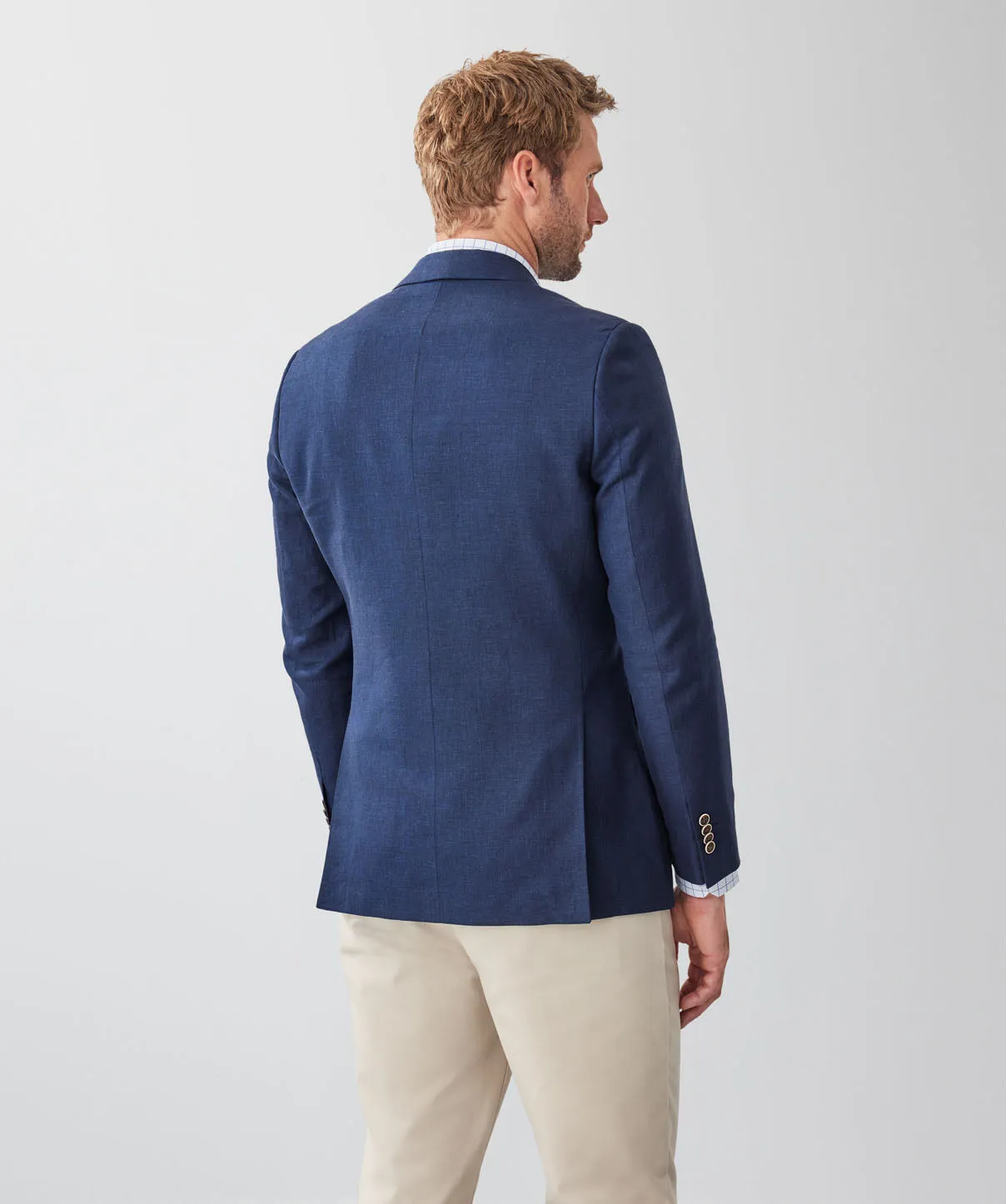 Tailored Fit Linen Blend Sports Jacket - Navy sold by GAZMAN product image thumbnail 2