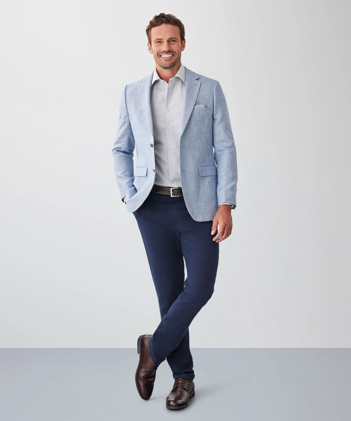 Linen Blend Sports Jacket - Chambray sold by GAZMAN product image thumbnail 4