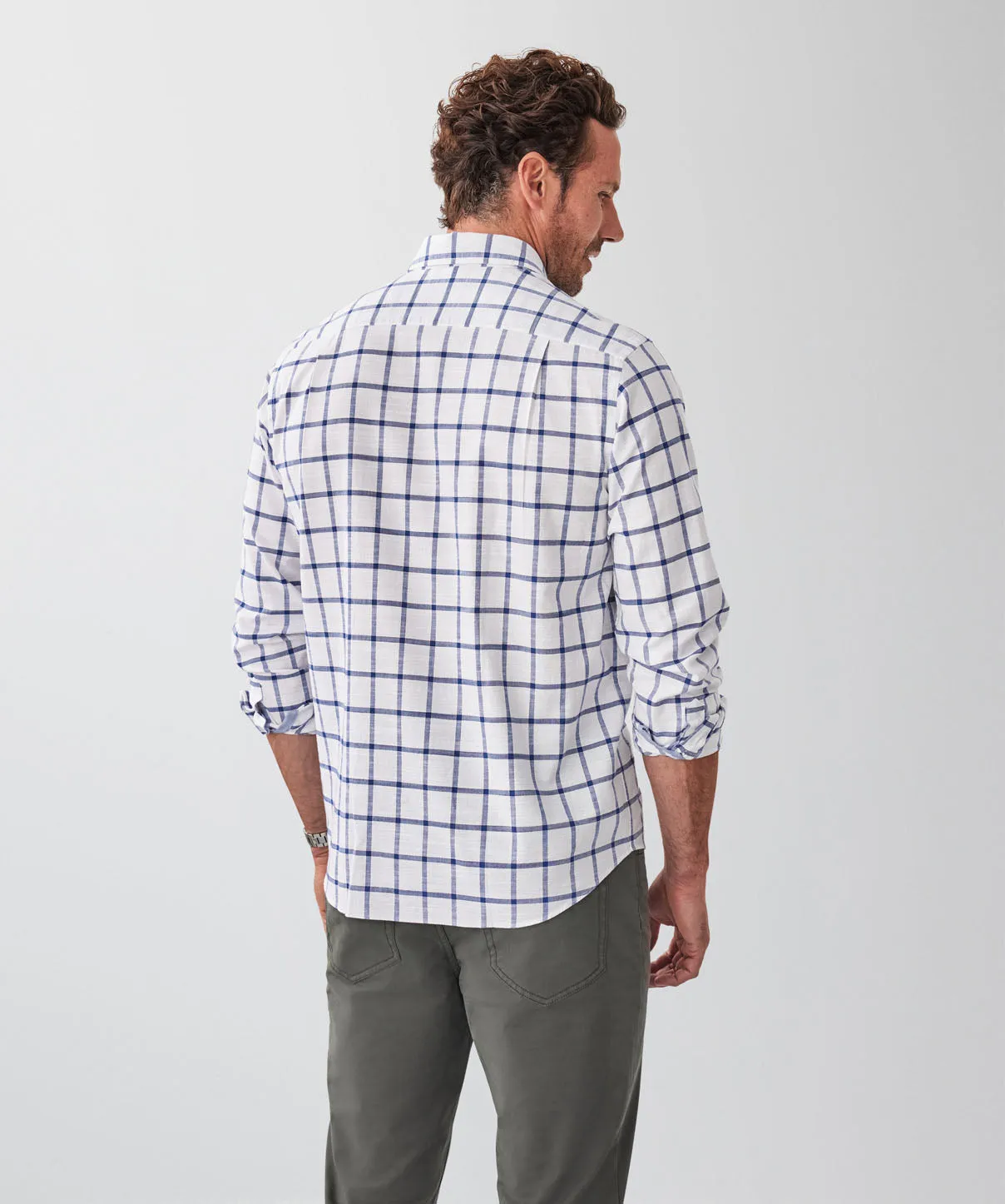 Casual Window Pane Check Long Sleeve Shirt - White sold by GAZMAN product image thumbnail 3
