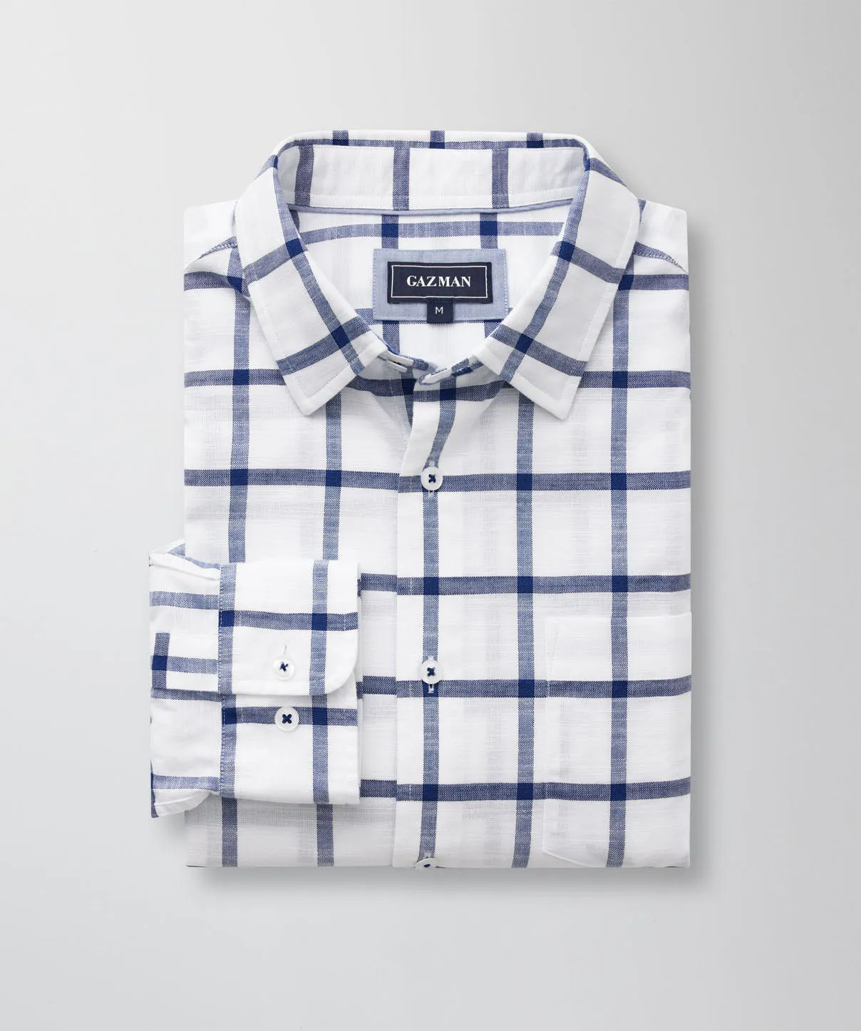 Casual Window Pane Check Long Sleeve Shirt - White sold by GAZMAN product image thumbnail 2