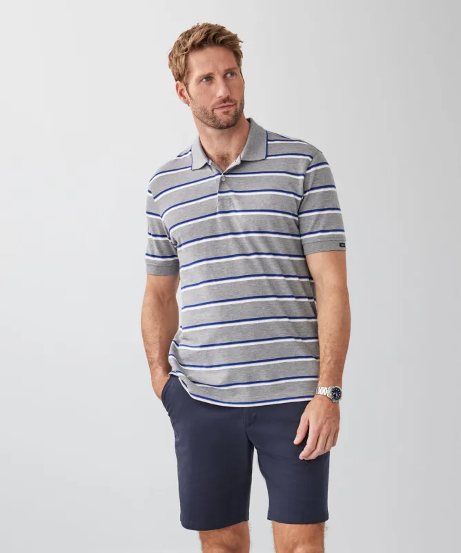 Multi Stripe Polo - Grey Marle sold by GAZMAN