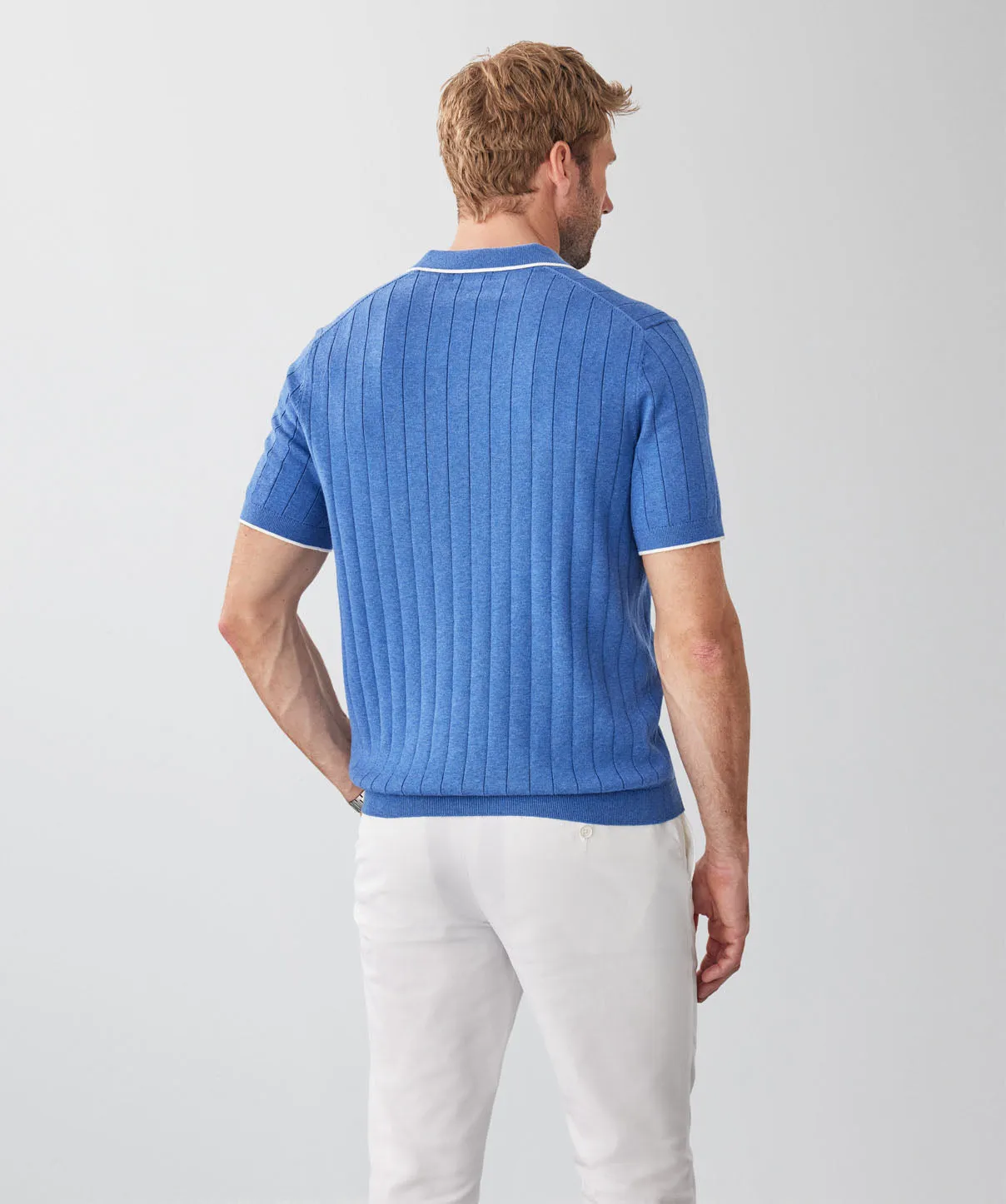 Textured Knit Polo - Ocean sold by GAZMAN product image thumbnail 2
