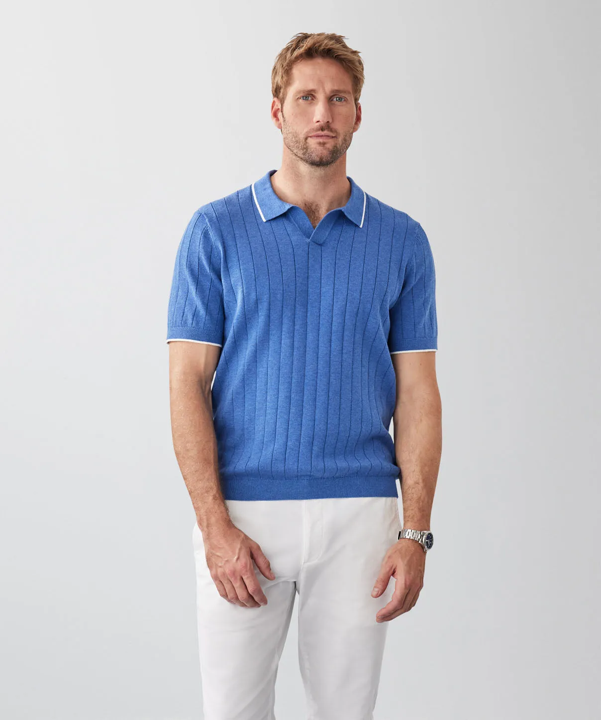 Textured Knit Polo - Ocean sold by GAZMAN