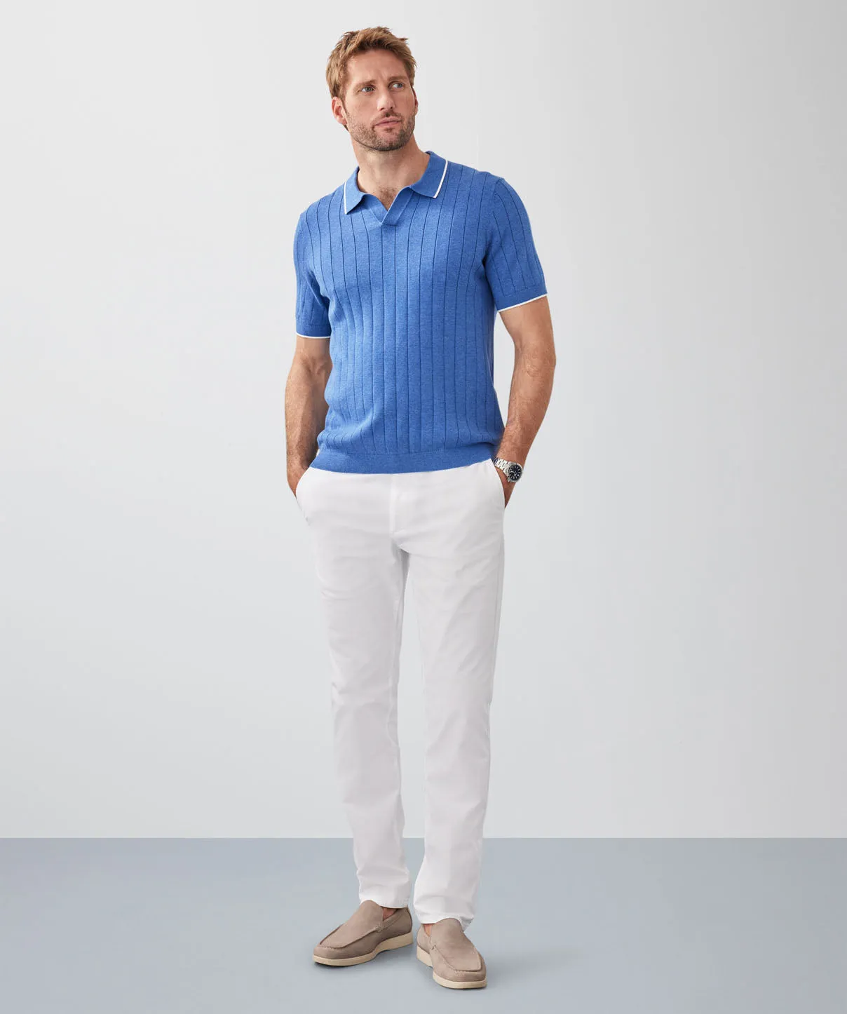 Textured Knit Polo - Ocean sold by GAZMAN product image thumbnail 4