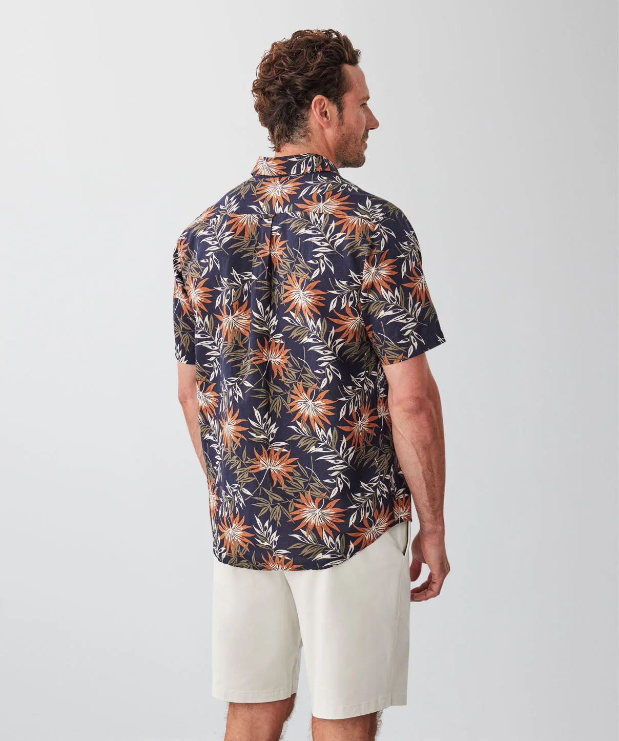 Linen Blend Palm Print Short Sleeve Shirt - Multi sold by GAZMAN product image thumbnail 2