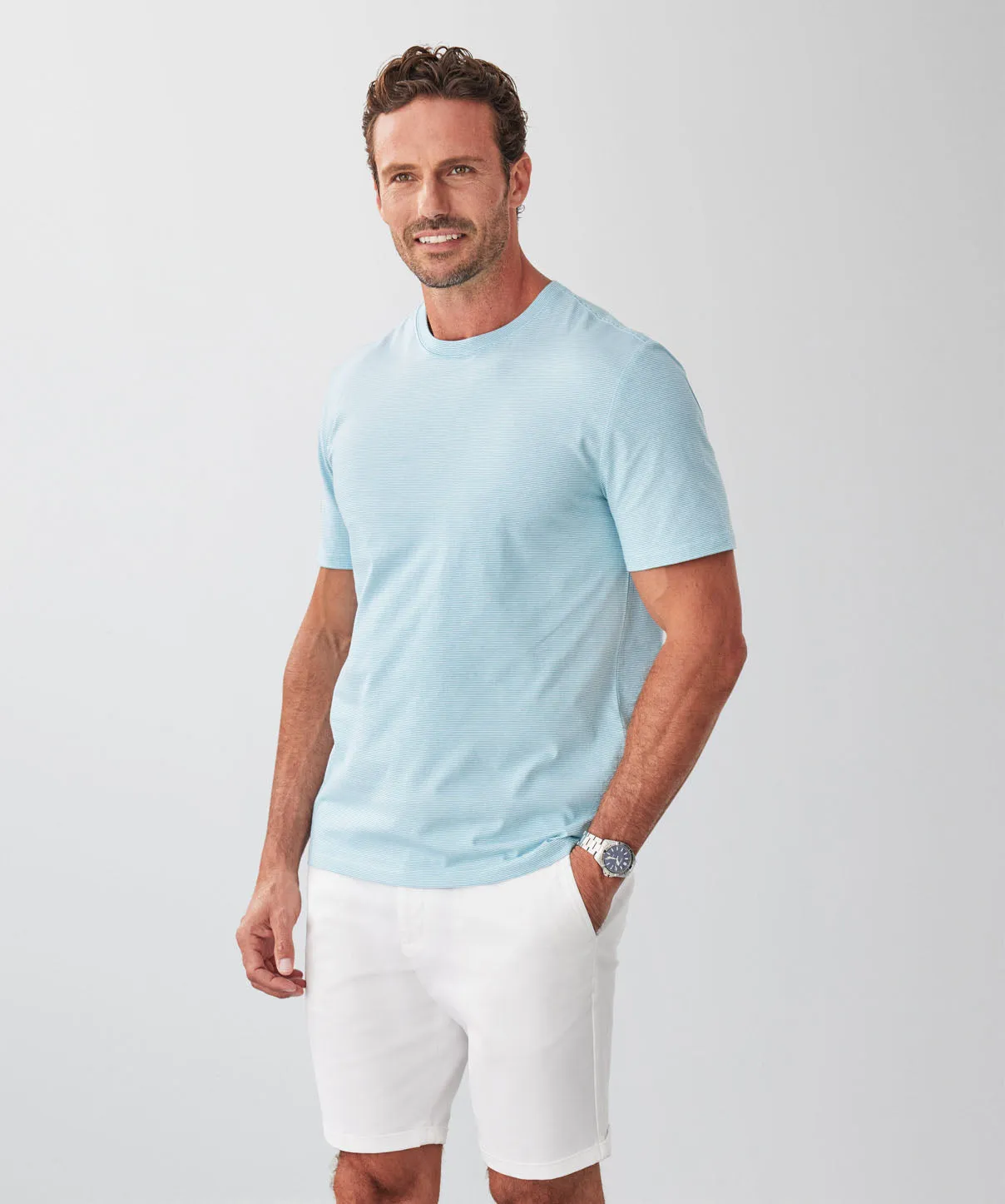 Weekend Stripe Crew T-shirt - Sea Green sold by GAZMAN product image thumbnail 5