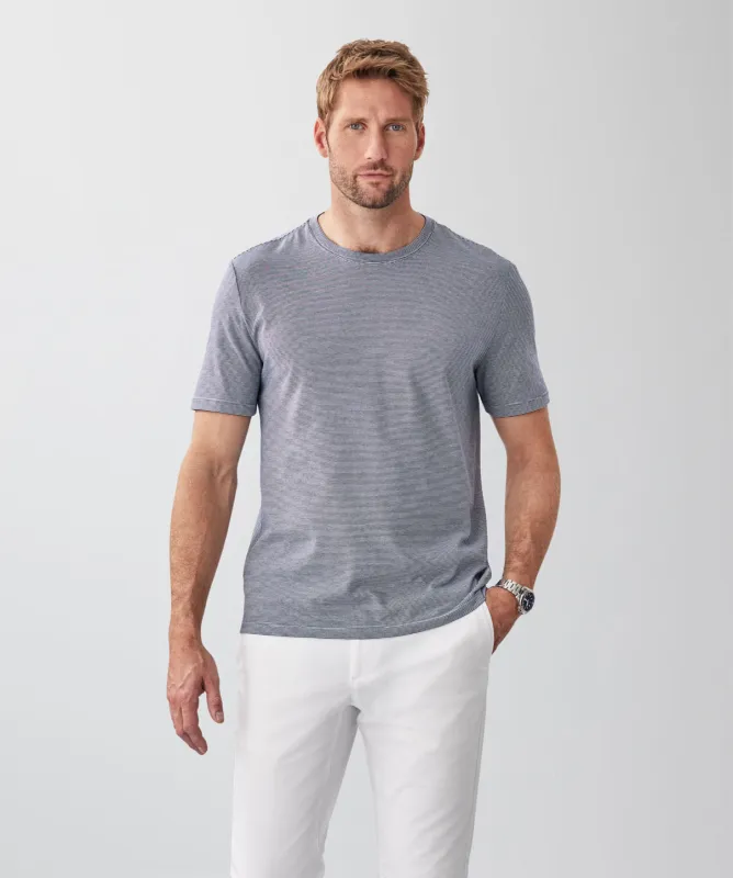 Weekend Stripe Crew T-shirt - Blue sold by GAZMAN