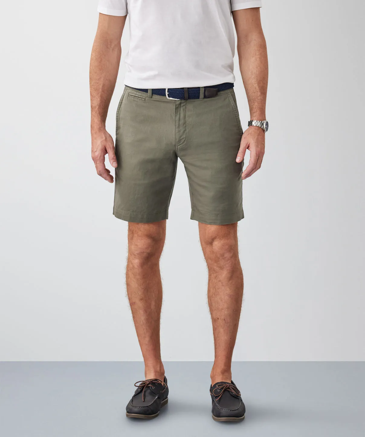 Linen Blend Shorts - Khaki sold by GAZMAN