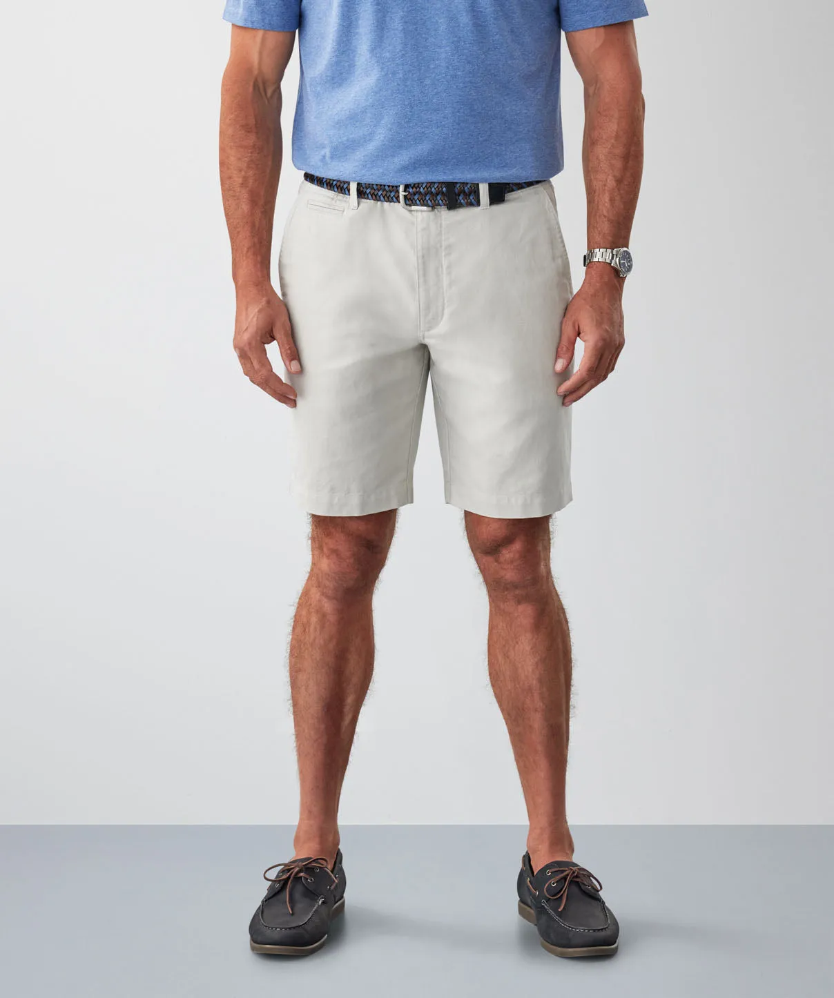 Linen Blend Shorts - Stone sold by GAZMAN
