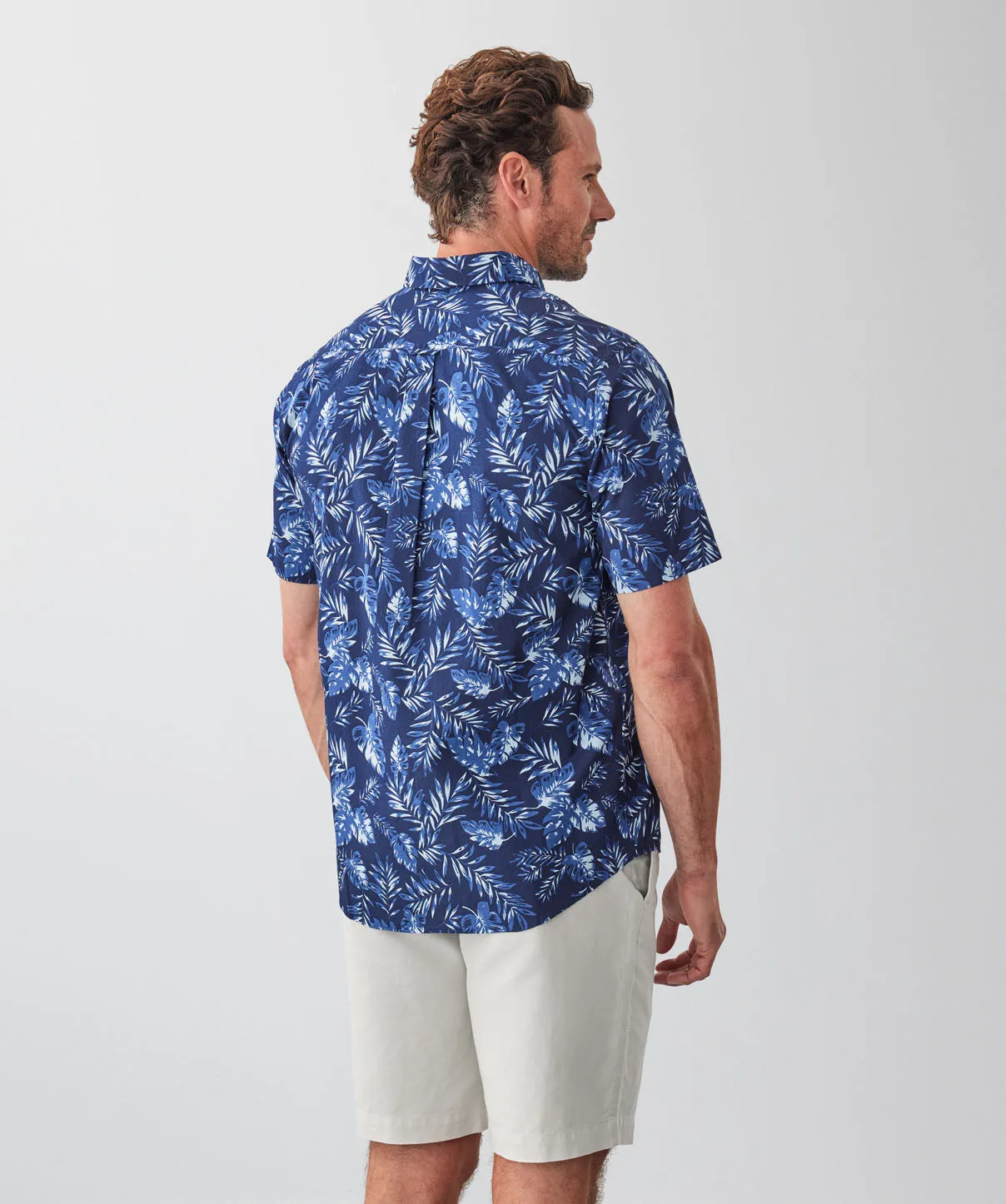 Casual Leaf Print Short Sleeve Shirt - Navy sold by GAZMAN product image thumbnail 2
