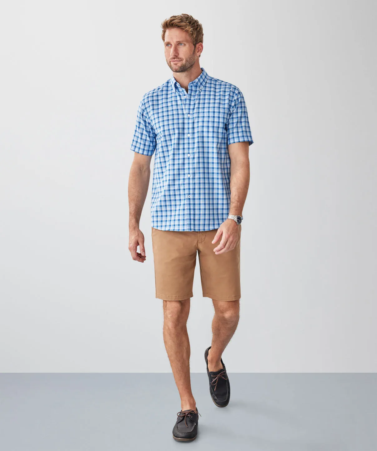 Easy Care Twill Check Short Sleeve Shirt - Blue sold by GAZMAN product image thumbnail 4