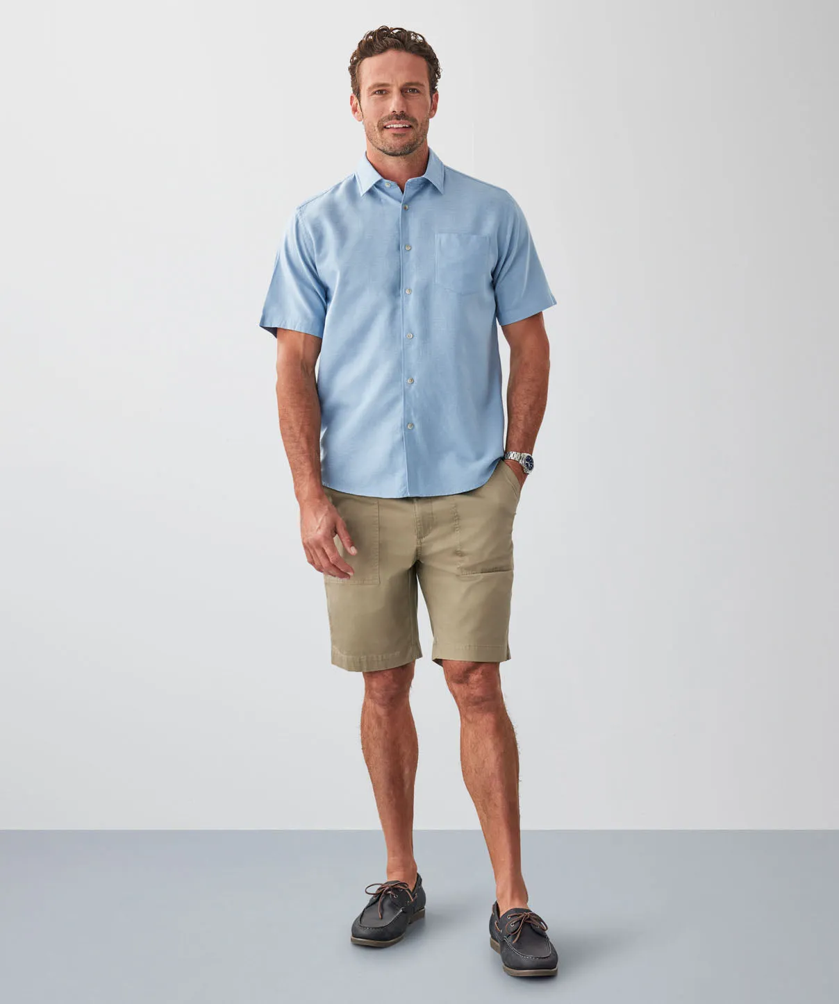 Linen Blend Short Sleeve Shirt - Chambray sold by GAZMAN product image thumbnail 4