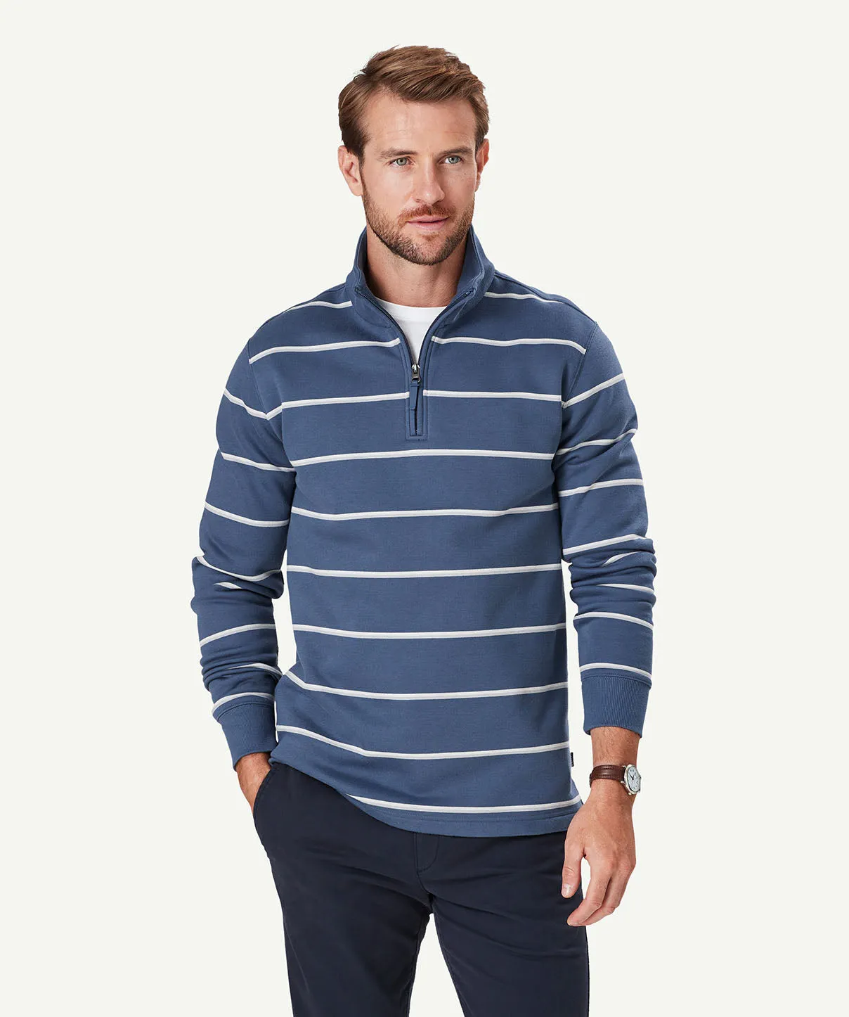 Half Zip Fleece Sweat - Denim sold by GAZMAN