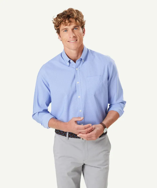 GAZFLEX Performance Gingham Long Sleeve Shirt - Dark Blue sold by GAZMAN