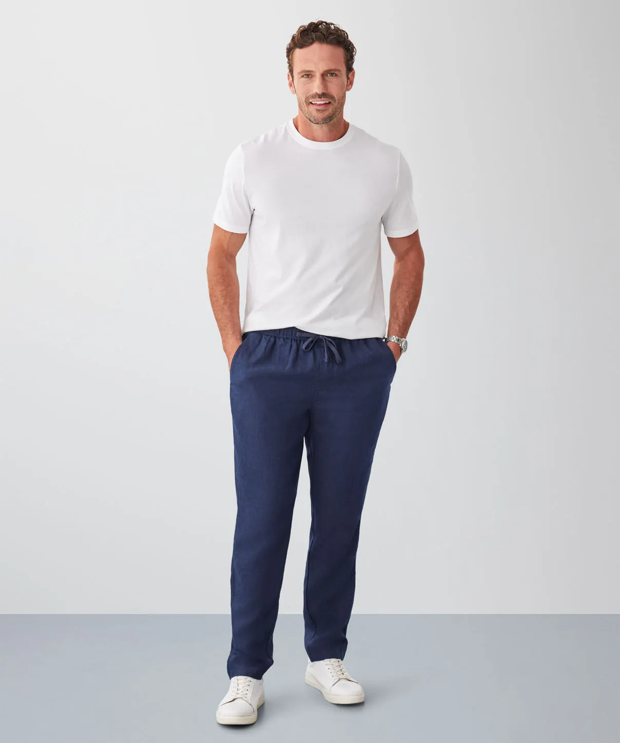 Linen Drawstring Pants - Navy sold by GAZMAN product image thumbnail 5