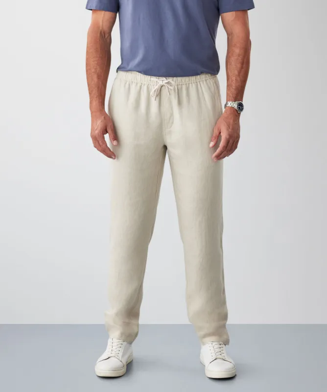 Linen Drawstring Pants - Natural sold by GAZMAN
