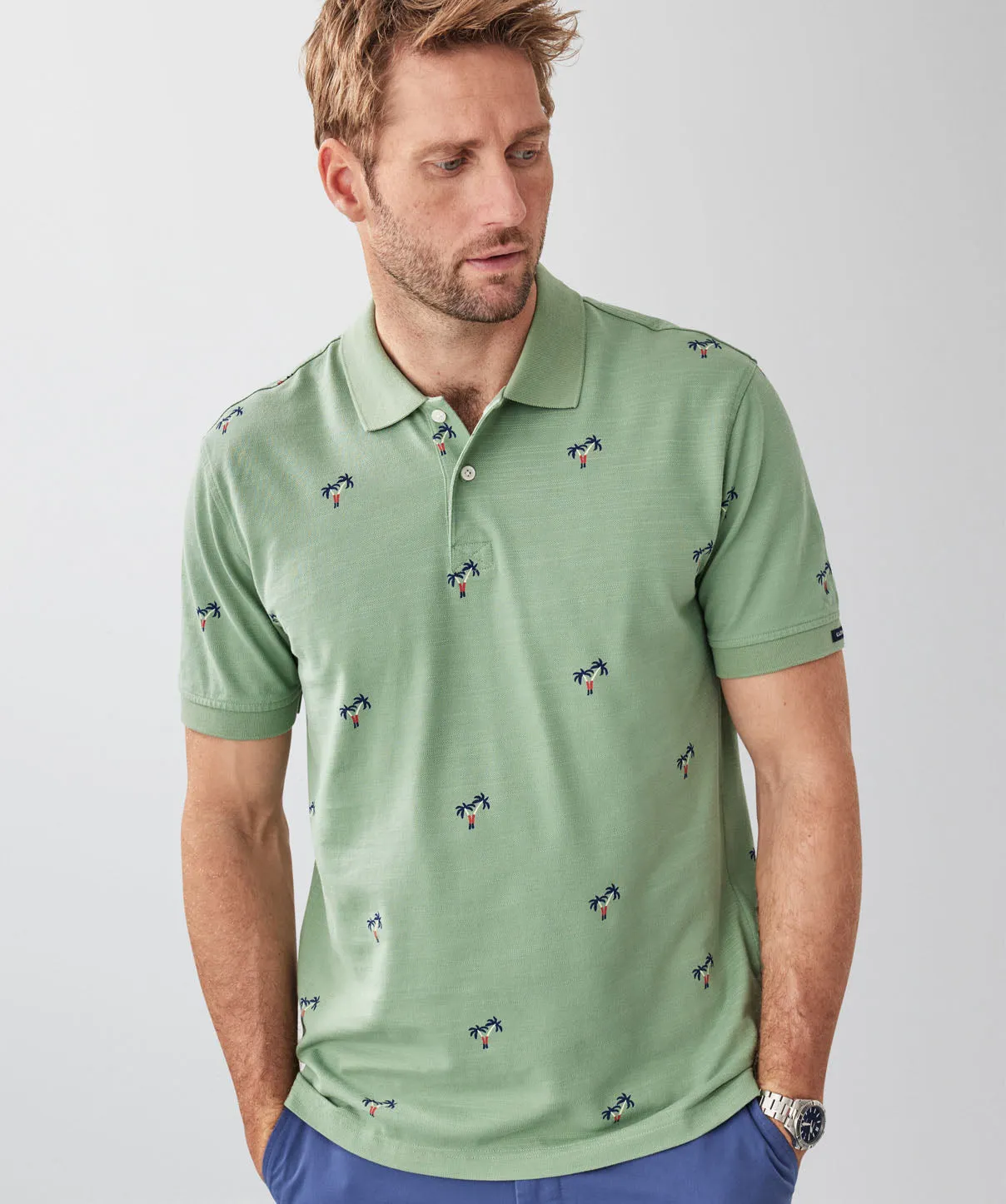 Palm Print Polo - Sage sold by GAZMAN product image thumbnail 3