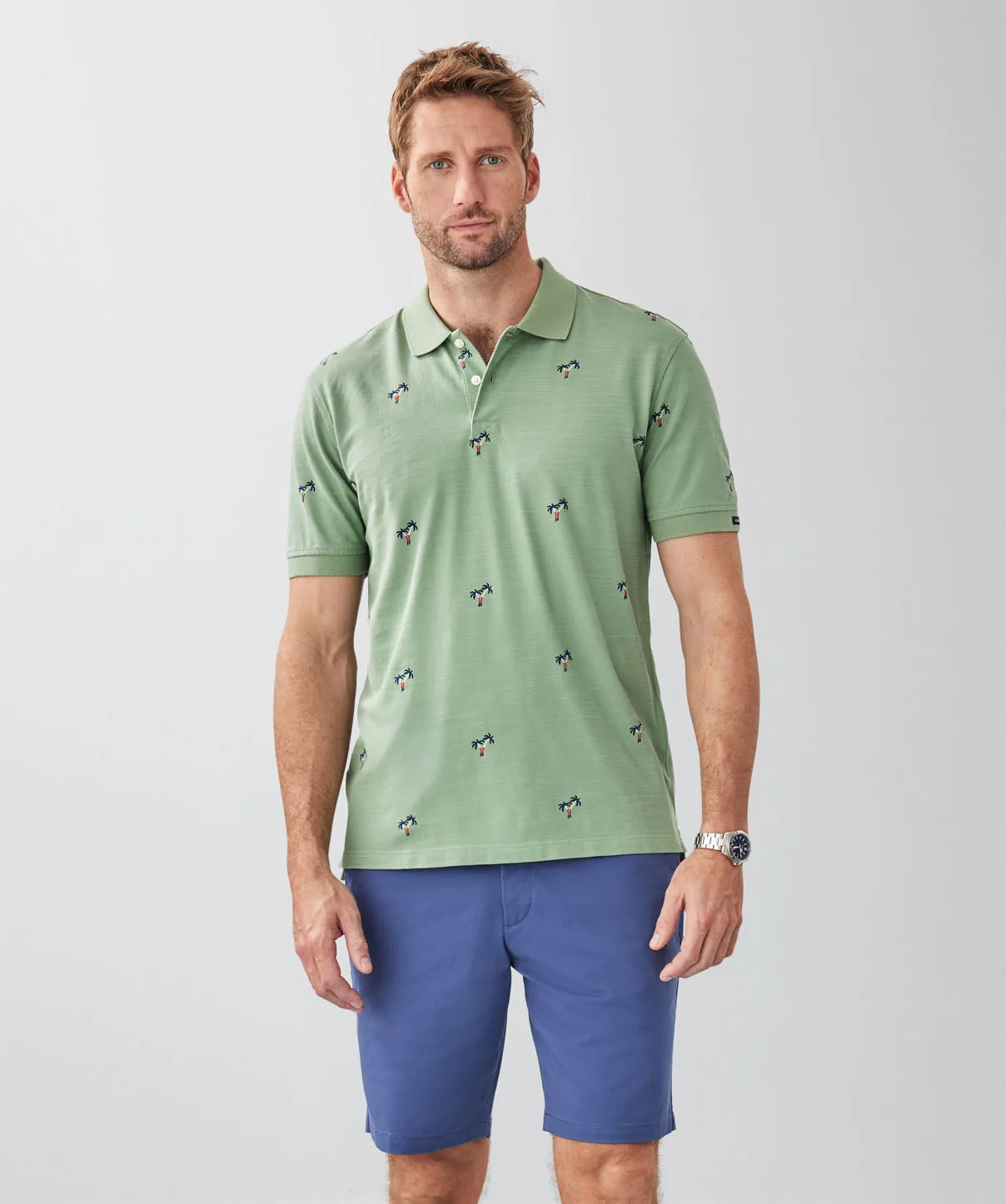 Palm Print Polo - Sage sold by GAZMAN