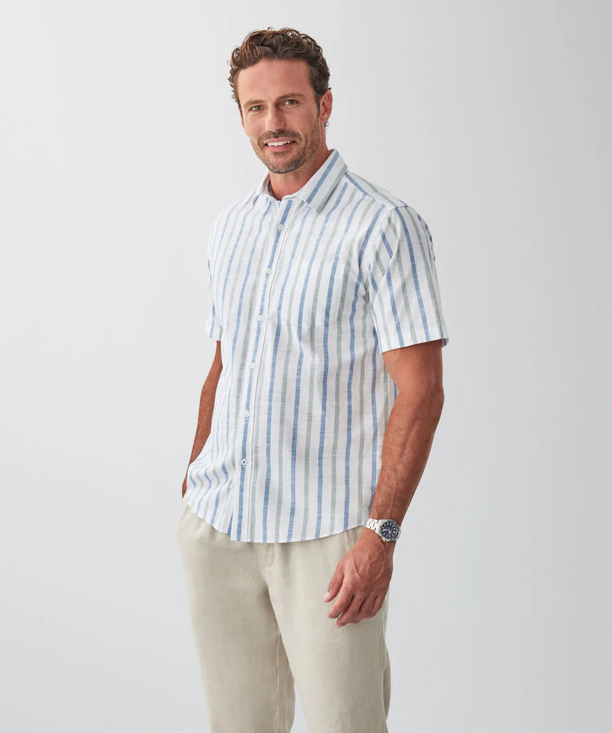 Casual Deck Stripe Short Sleeve Shirt - Multi Stripe sold by GAZMAN product image thumbnail 5