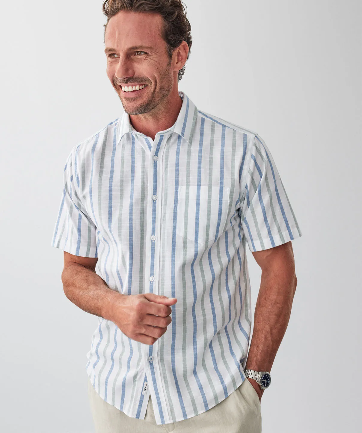 Casual Deck Stripe Short Sleeve Shirt - Multi Stripe sold by GAZMAN product image thumbnail 3